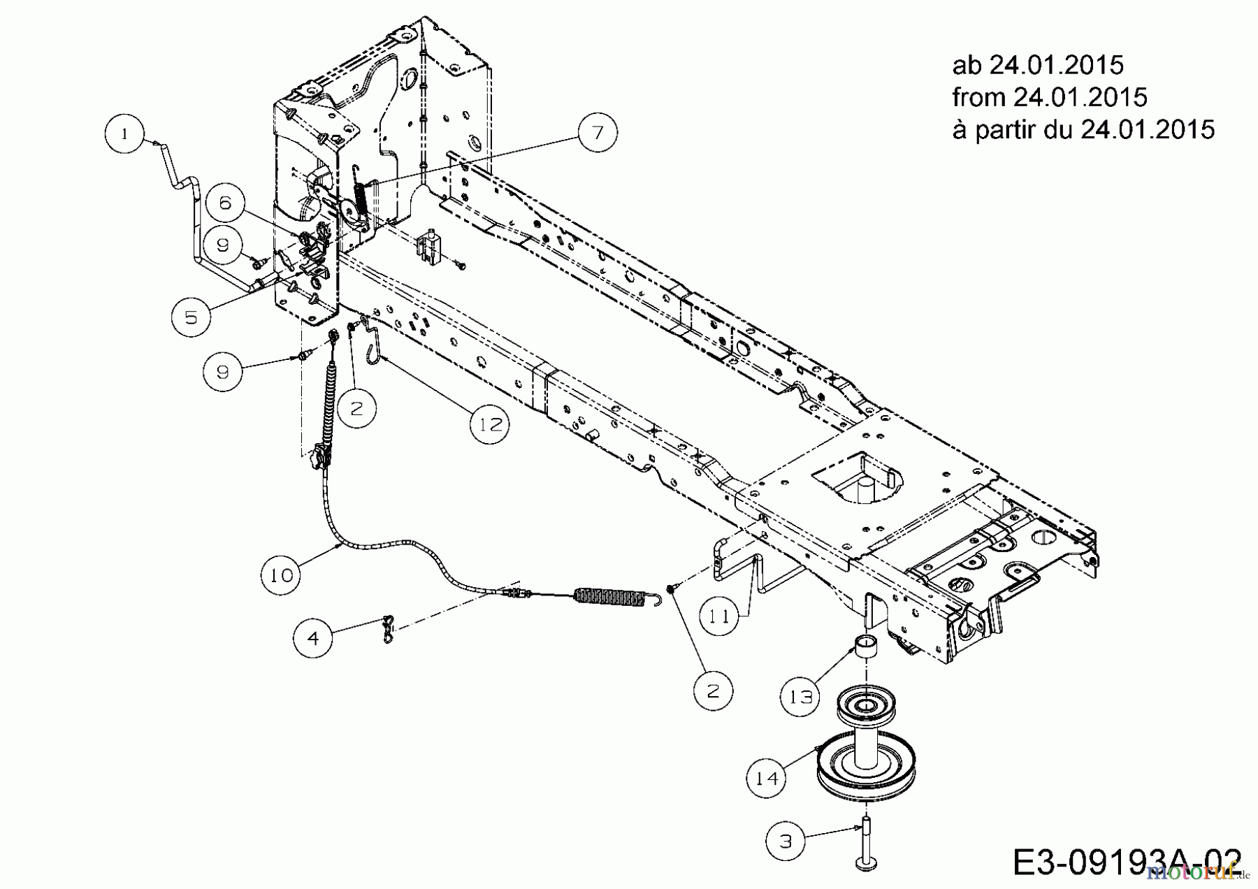  Troy-Bilt Lawn tractors TB 2042 13APA1KS309  (2015) Deck engagement, Engine pulley from 24.01.2015