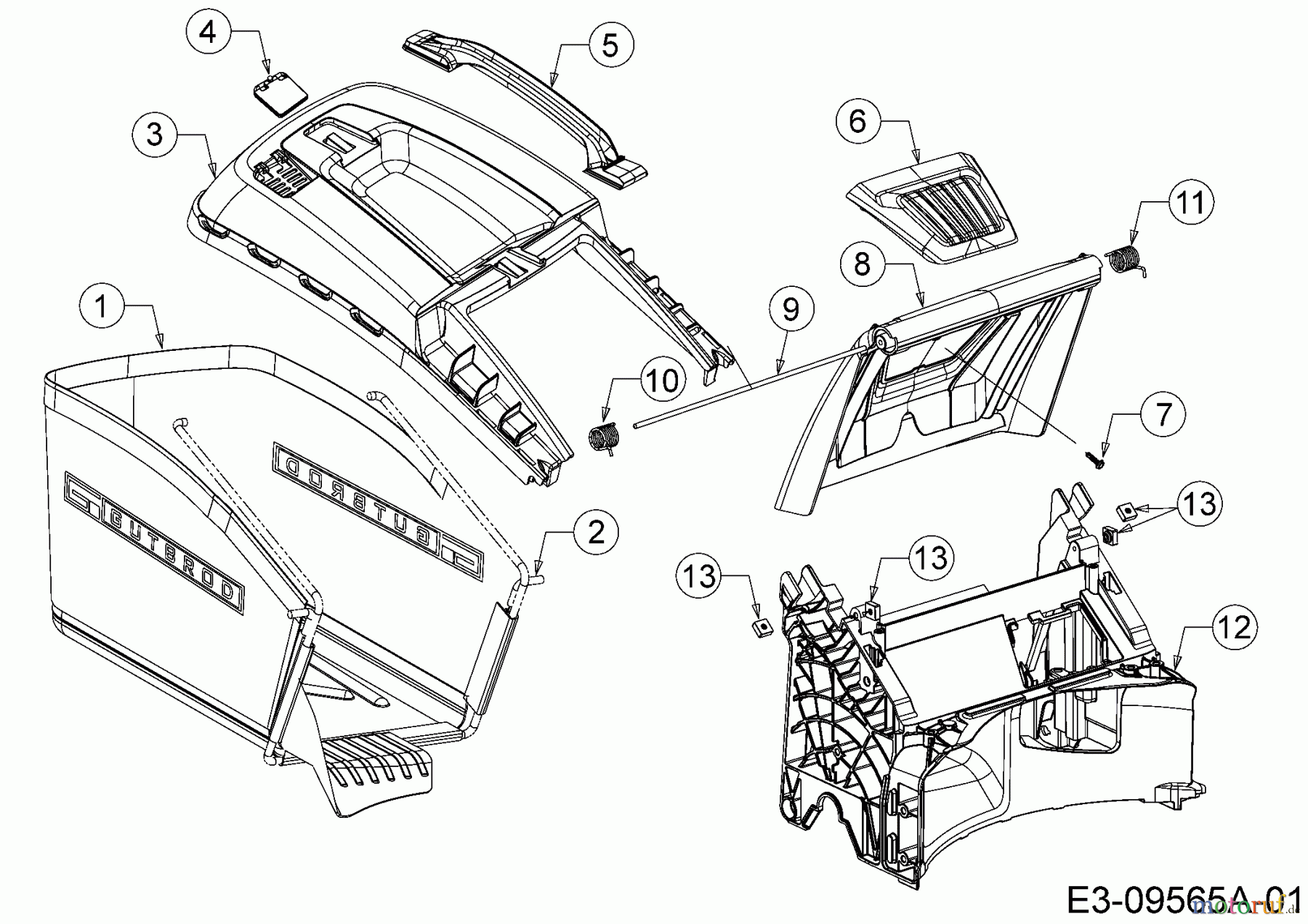  Gutbrod Petrol mower self propelled HB 53 AB 12ABPV5L690  (2016) Grass bag, Rear flap, Rear baffle