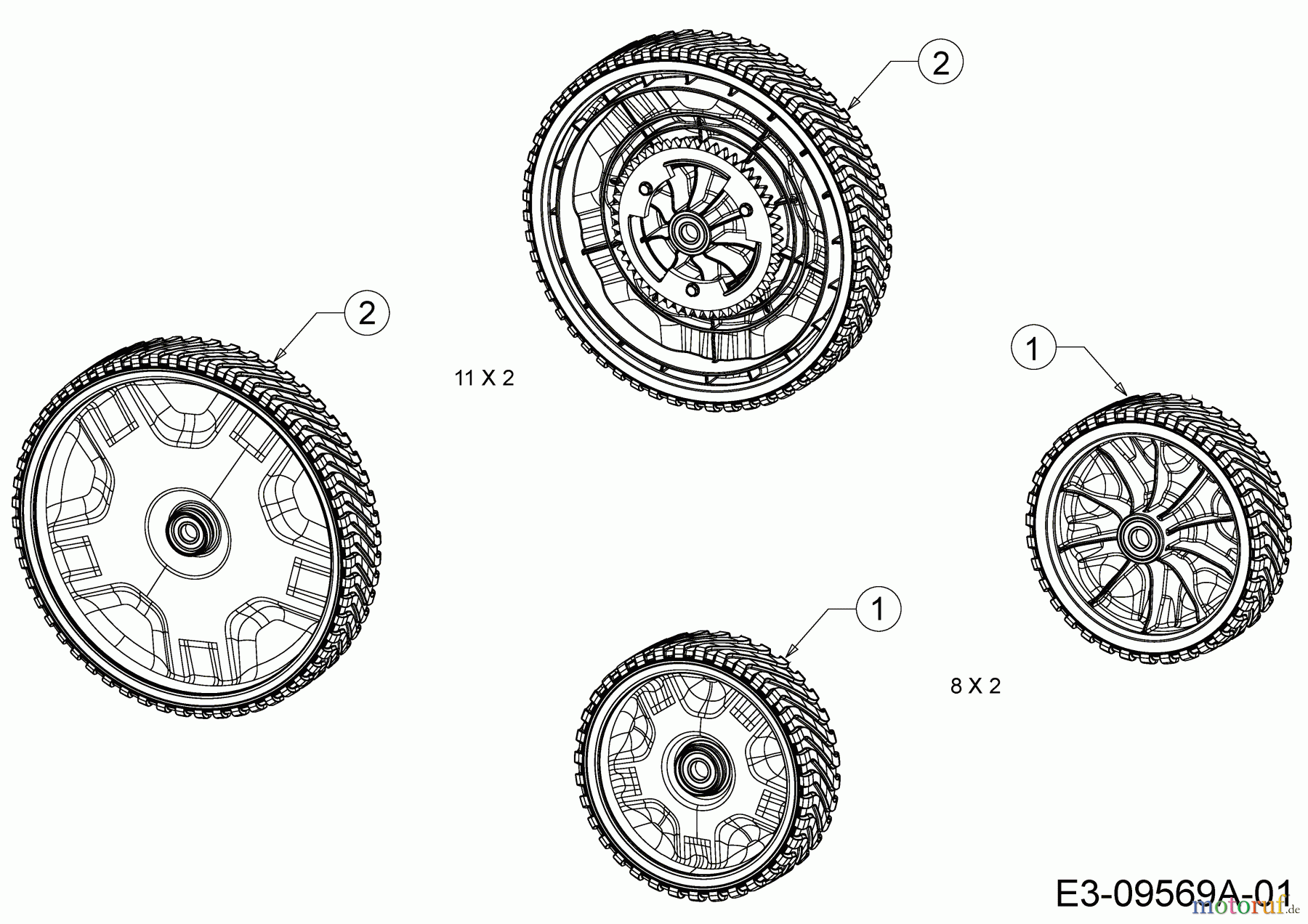 WOLF-Garten Expert Petrol mower self propelled Expert 53 BA V HW 12ABPV5L650 (2017) Wheels