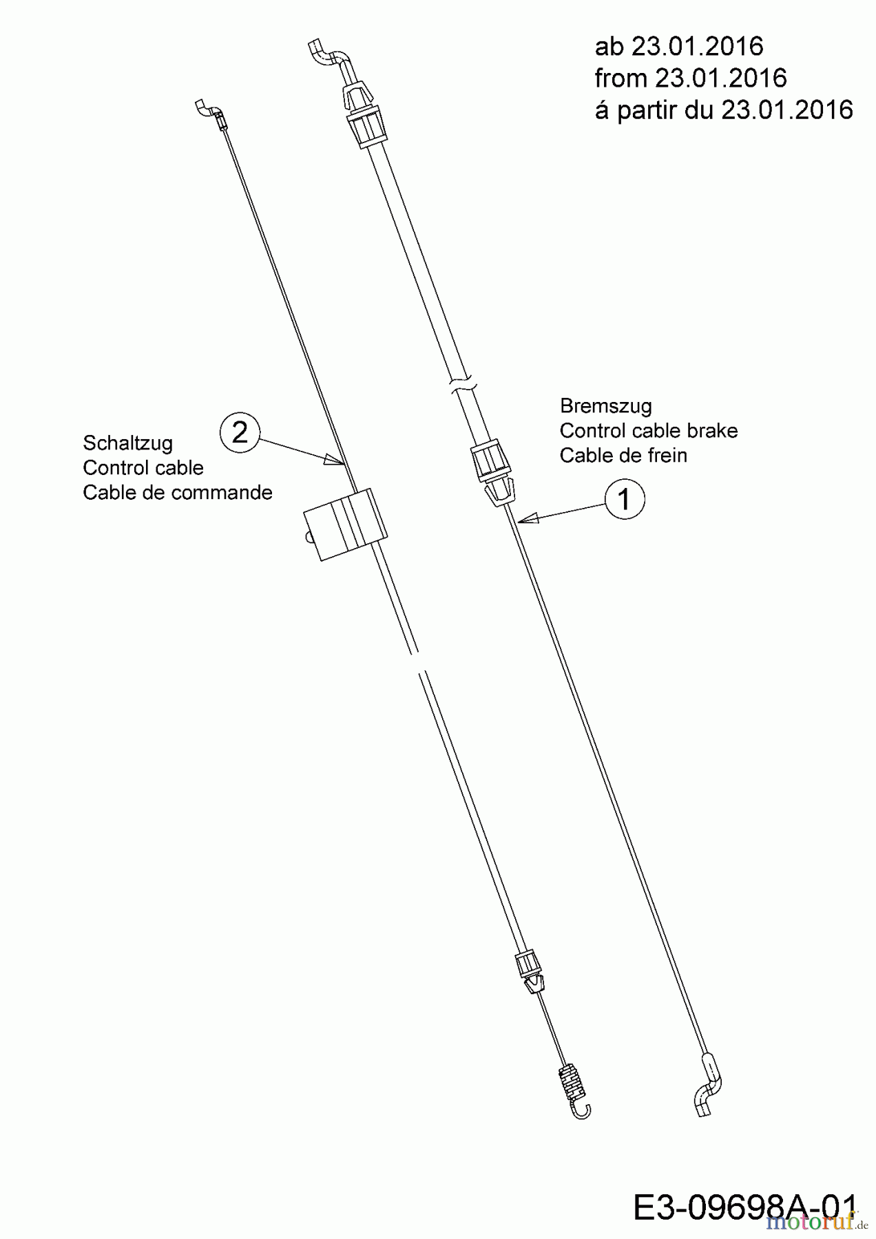Wolf-Garten Petrol mower self propelled A 460 AHW 12A-TVSC650 (2016) Control cable brake, Control cable