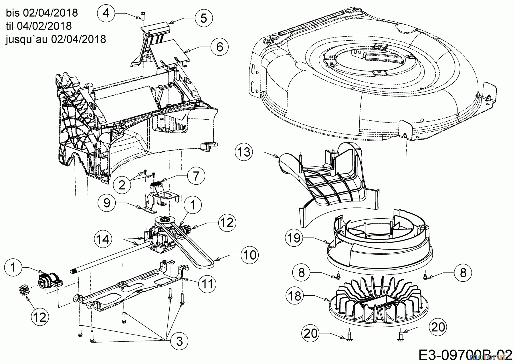  Wolf-Garten Petrol mower self propelled WA 53 AHW 12A-PV5L650  (2018) Gearbox, Belt, Fan til 04/02/2018