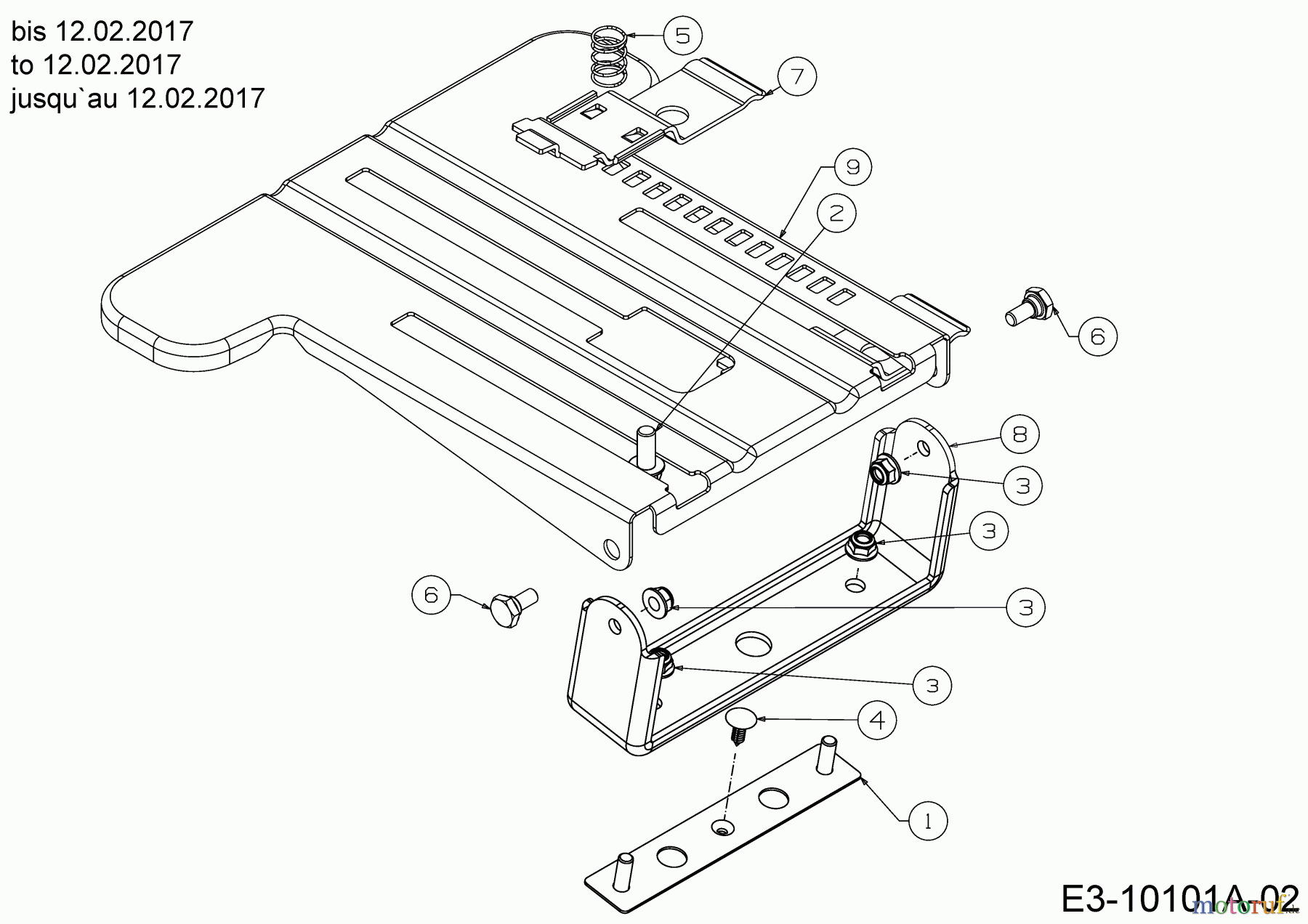  Cub Cadet Lawn tractors XT1 OR95 13A8A1CB330  (2018) Seat bracket to 12.02.2017