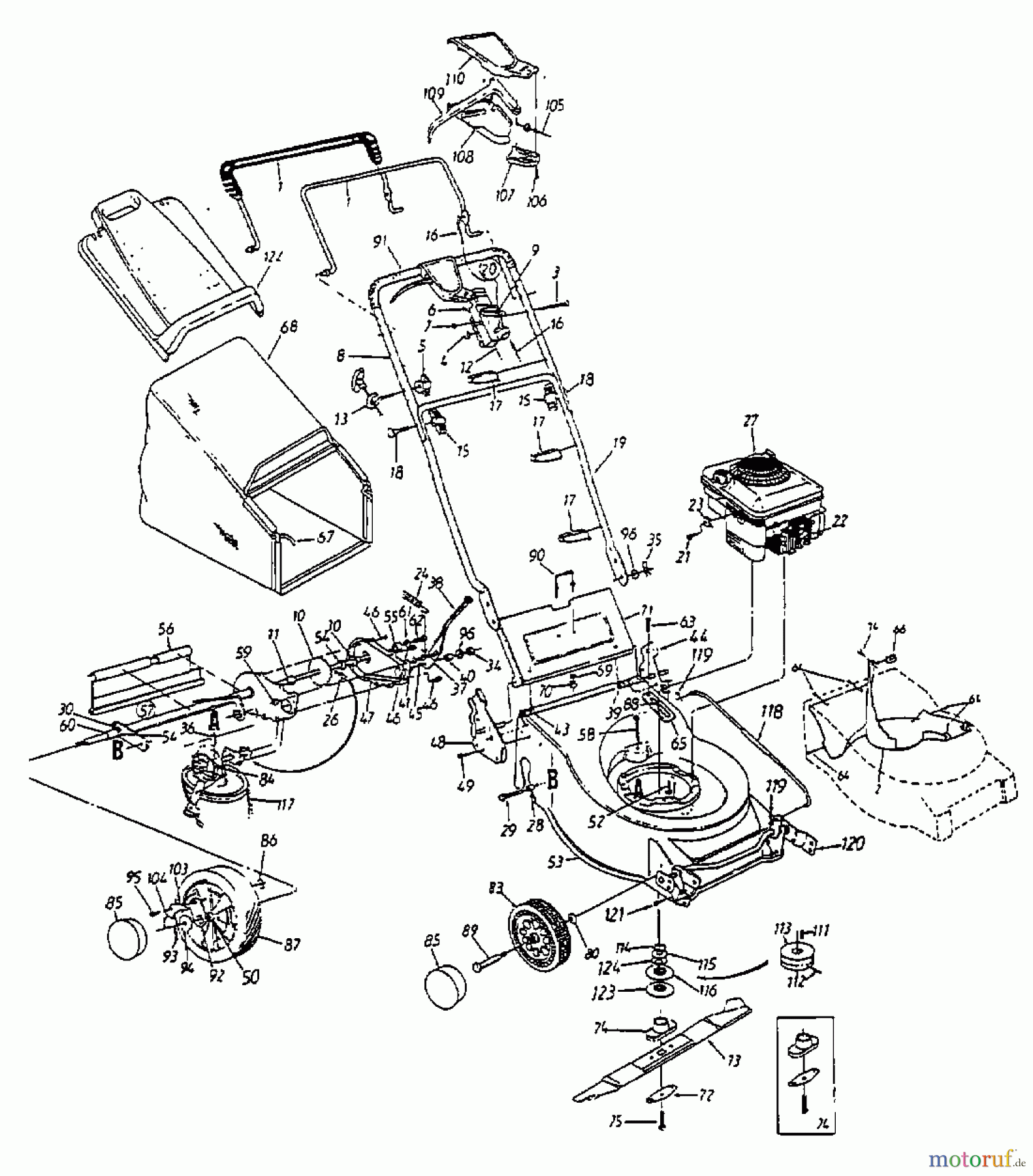  Lawnflite Petrol mower self propelled 384 SP 12A-698C611  (1998) Basic machine