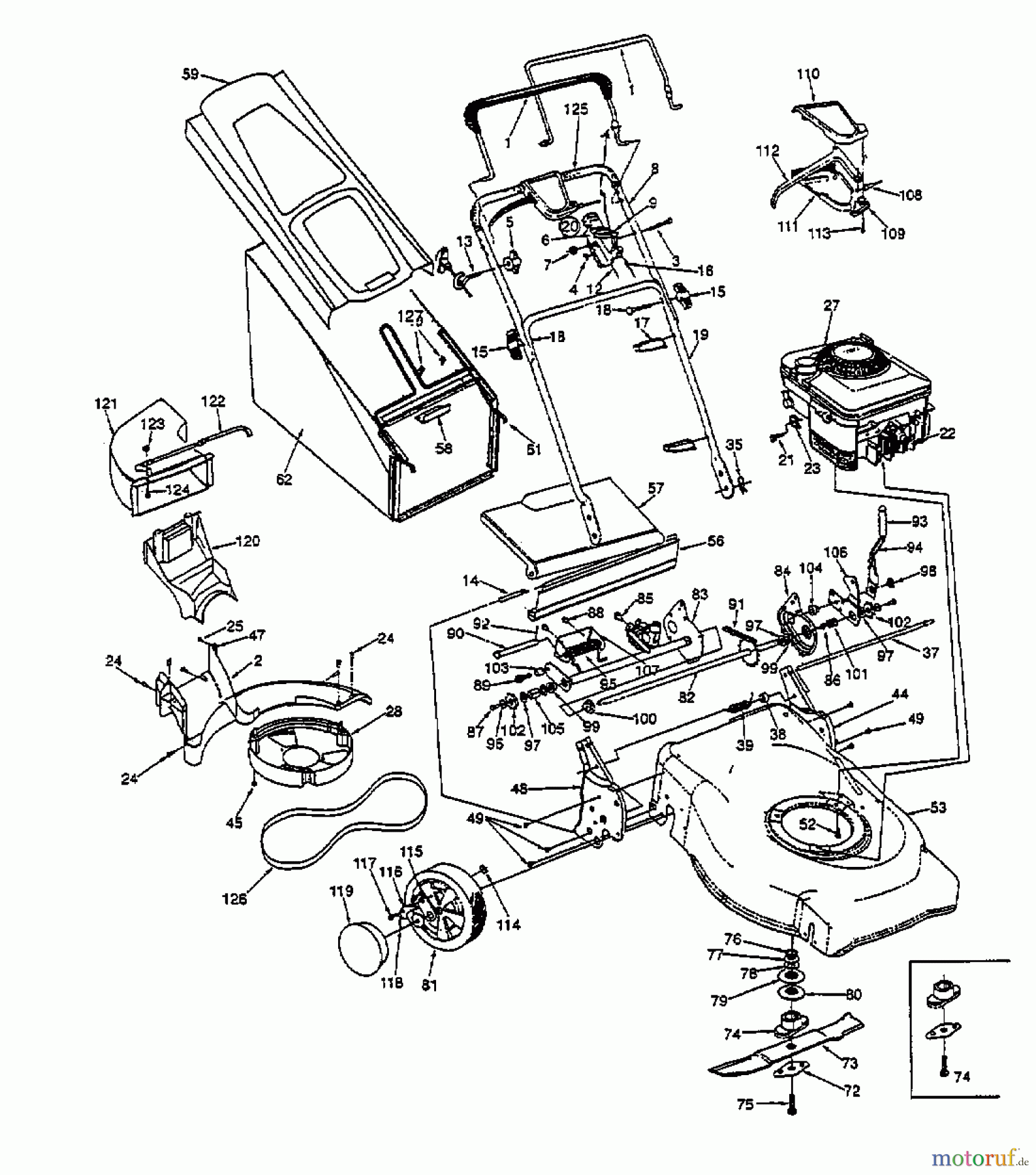  Lawnflite Petrol mower self propelled 478 SPE 12AE378O611  (1998) Basic machine
