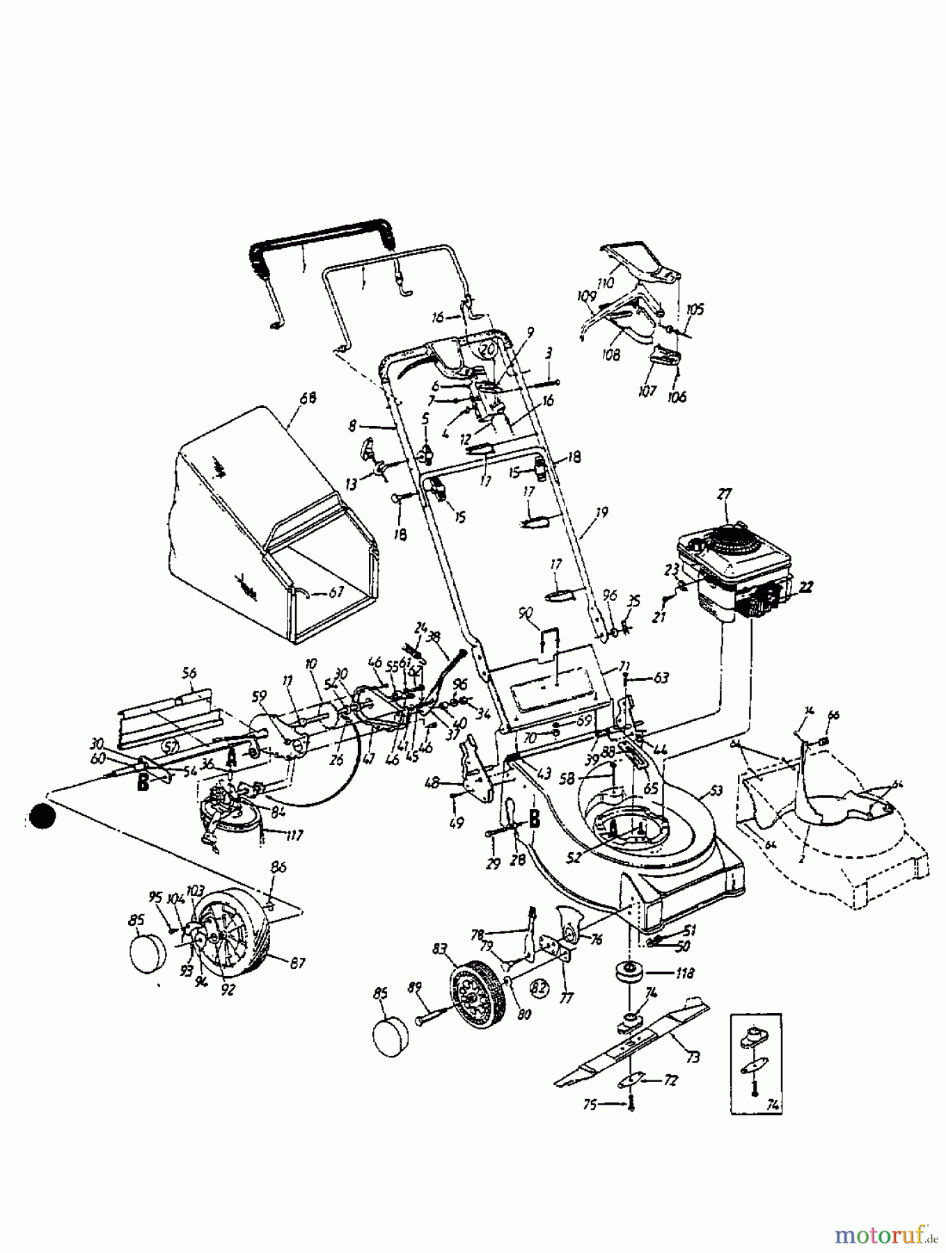  Lawnflite Petrol mower self propelled 383 SP 12A-682A611  (1998) Basic machine