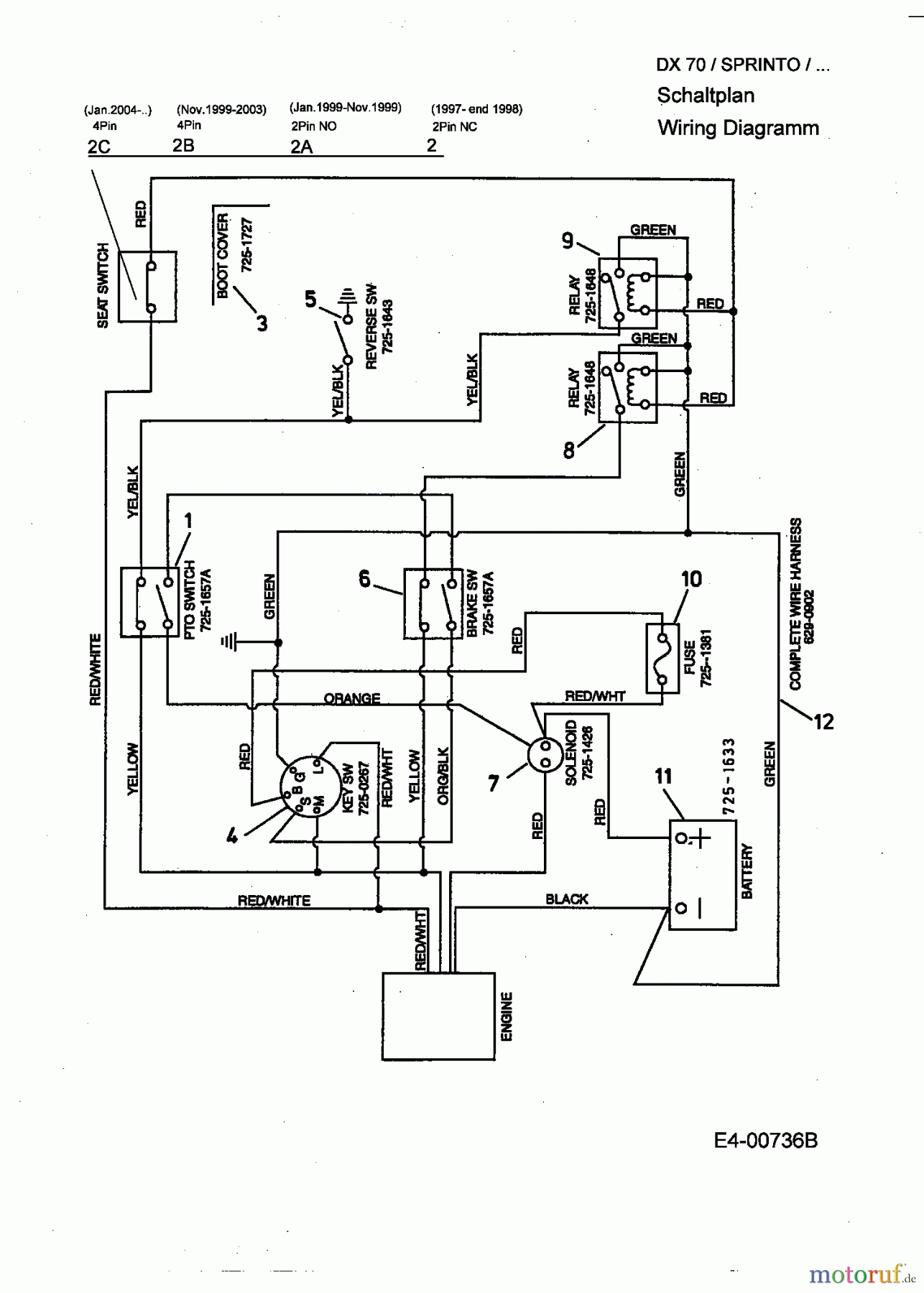  MTD Lawn tractors Sprinto 13A-315-678  (1999) Wiring diagram