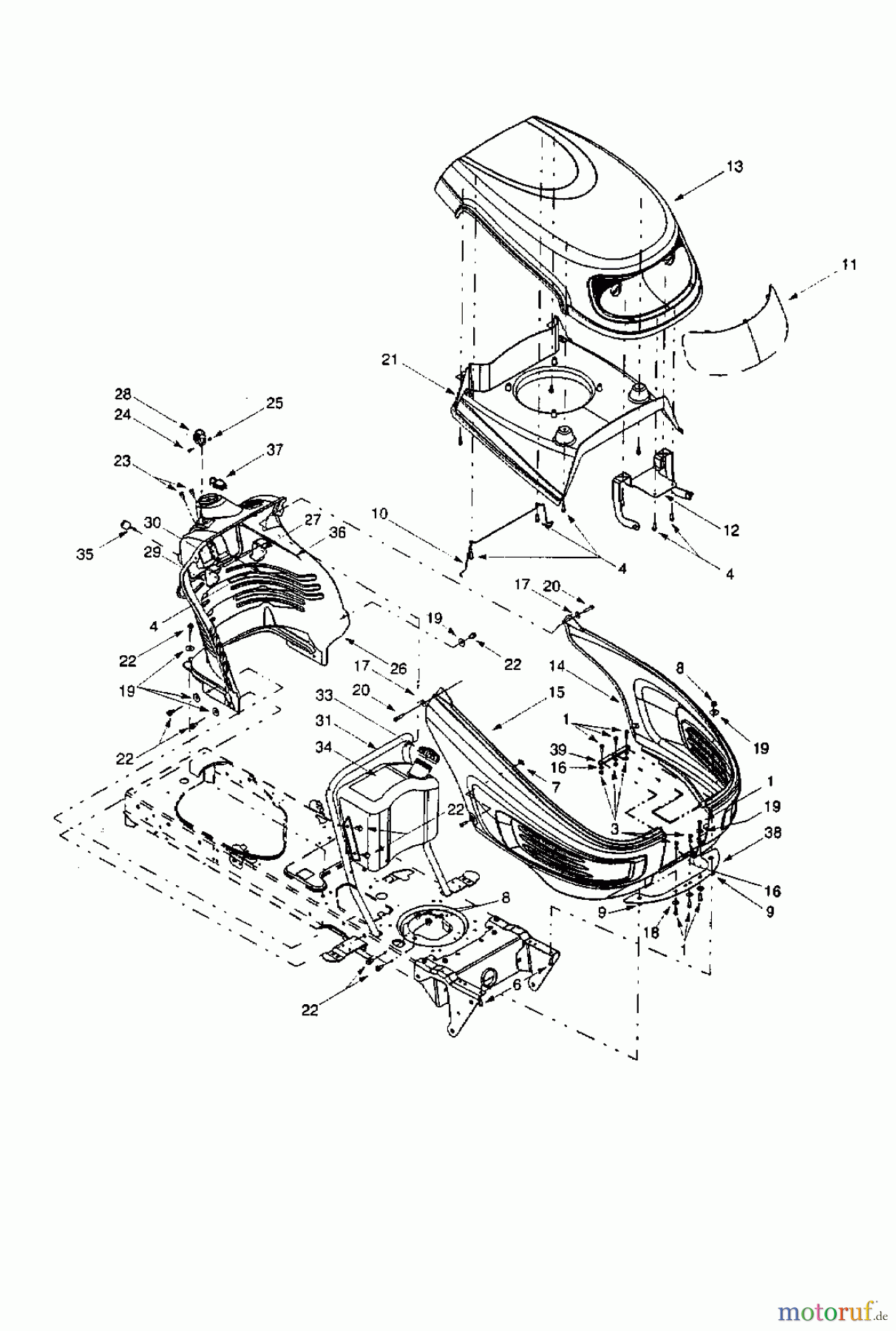 Gutbrod Lawn tractors Sprint SLX 117 S 13AT606H690 (2001) Engine hood 6-Style