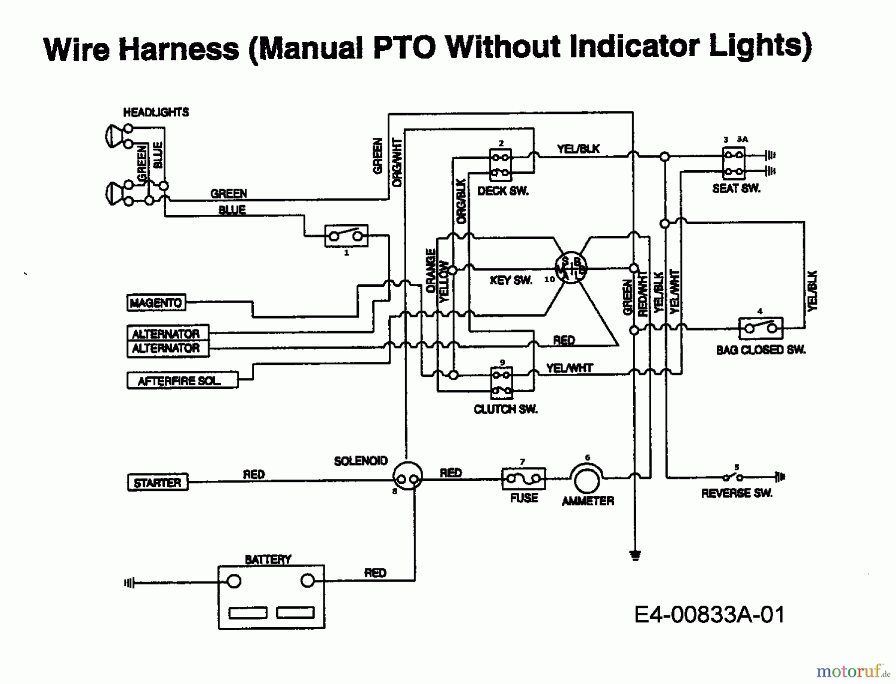  MTD Lawn tractors EH/160 13AT795N678  (1998) Wiring diagram without indicator lights