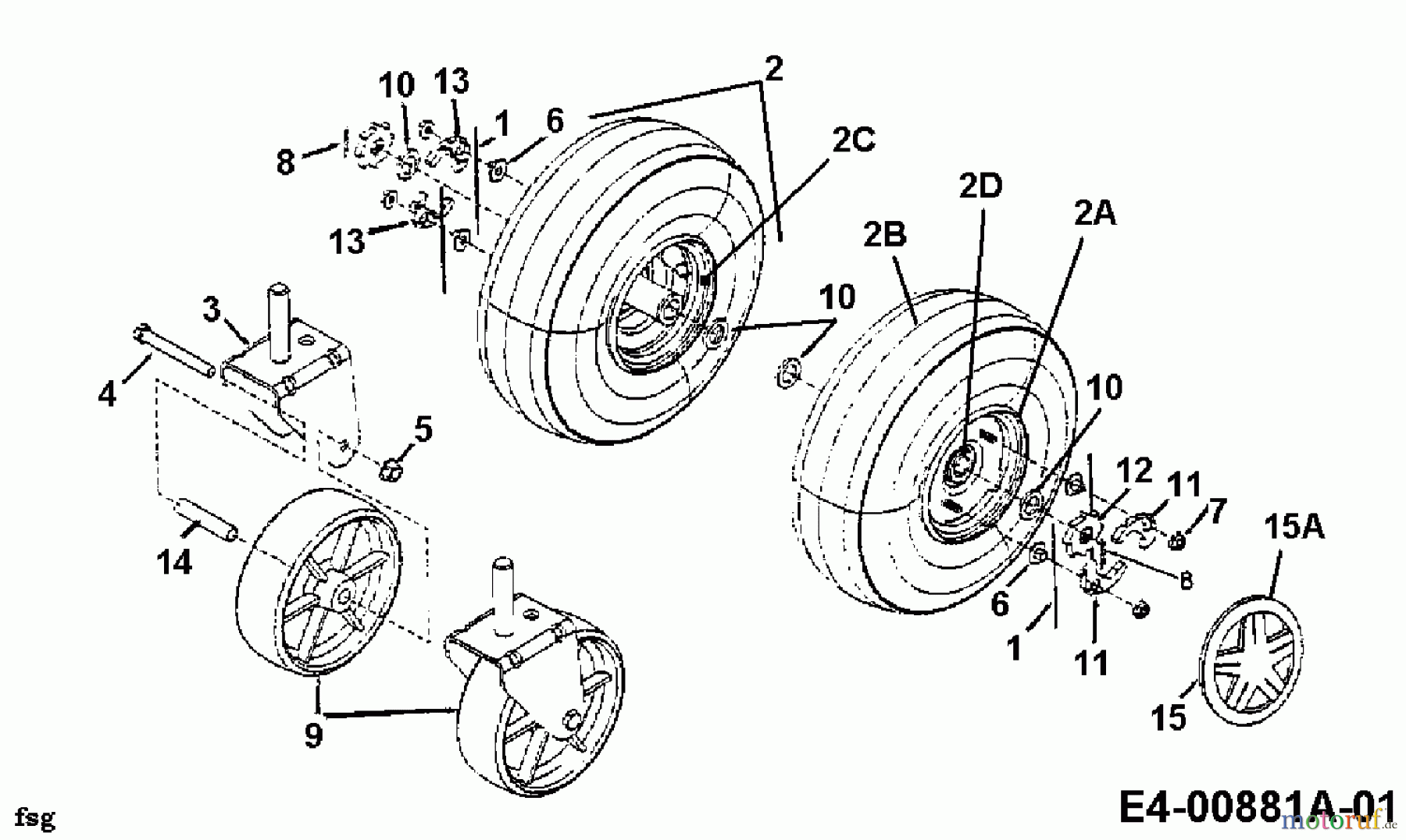  MTD Leaf blower, Blower vac 202 24A-202B678  (2000) Wheels