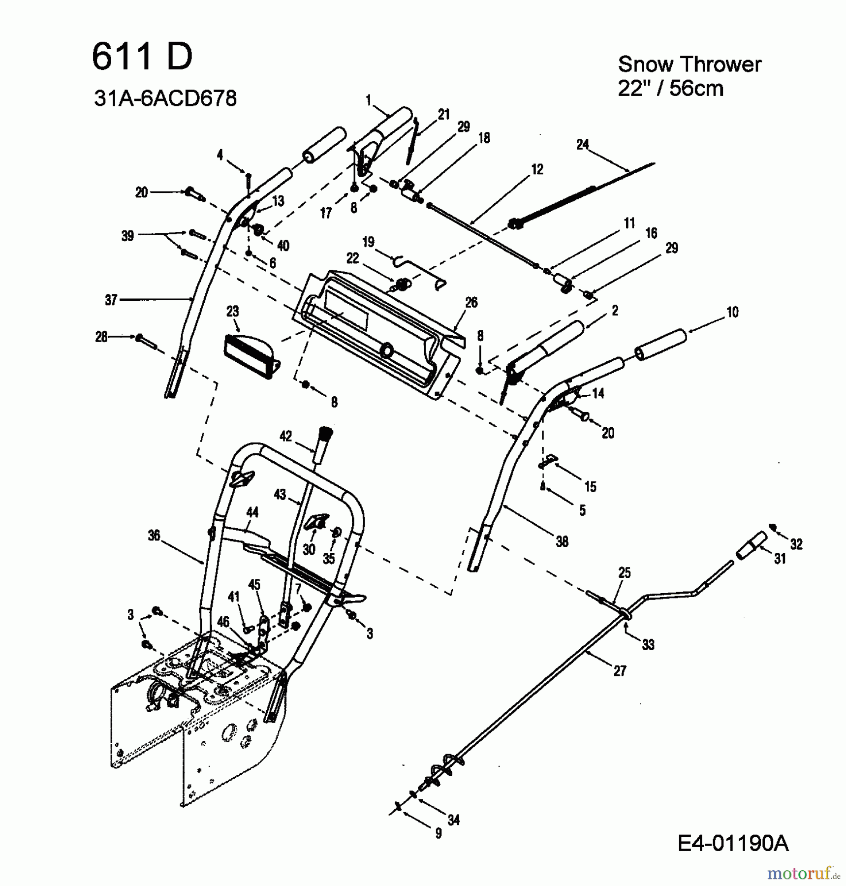  MTD untill 2011 Snow throwers 611 D 31A-6ACD678  (2005) Handle, Crank