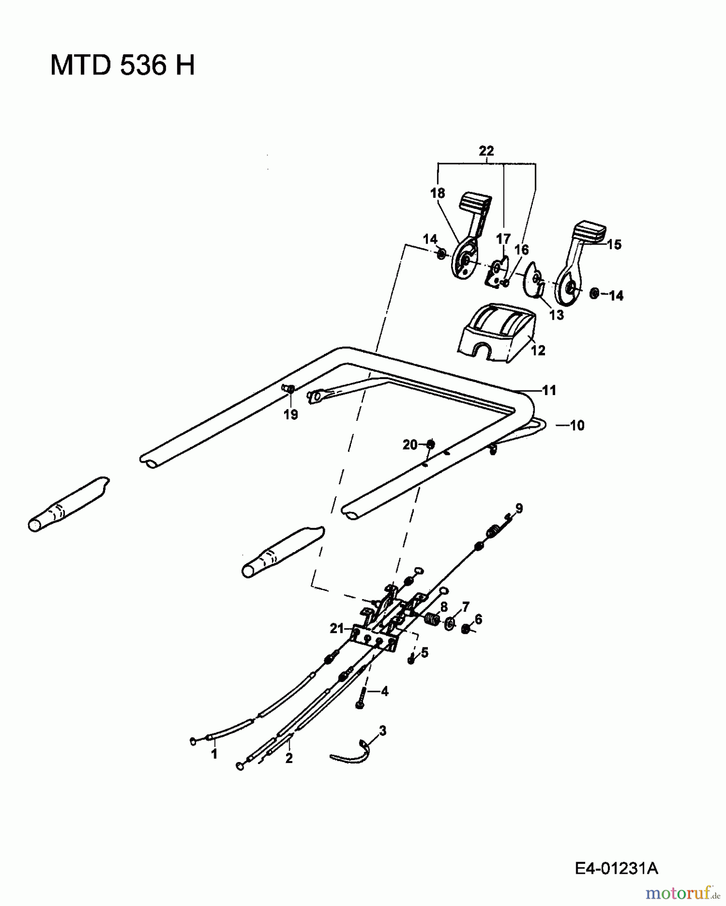  MTD Petrol mower self propelled 536 H 902B530A001  (1994) Handle