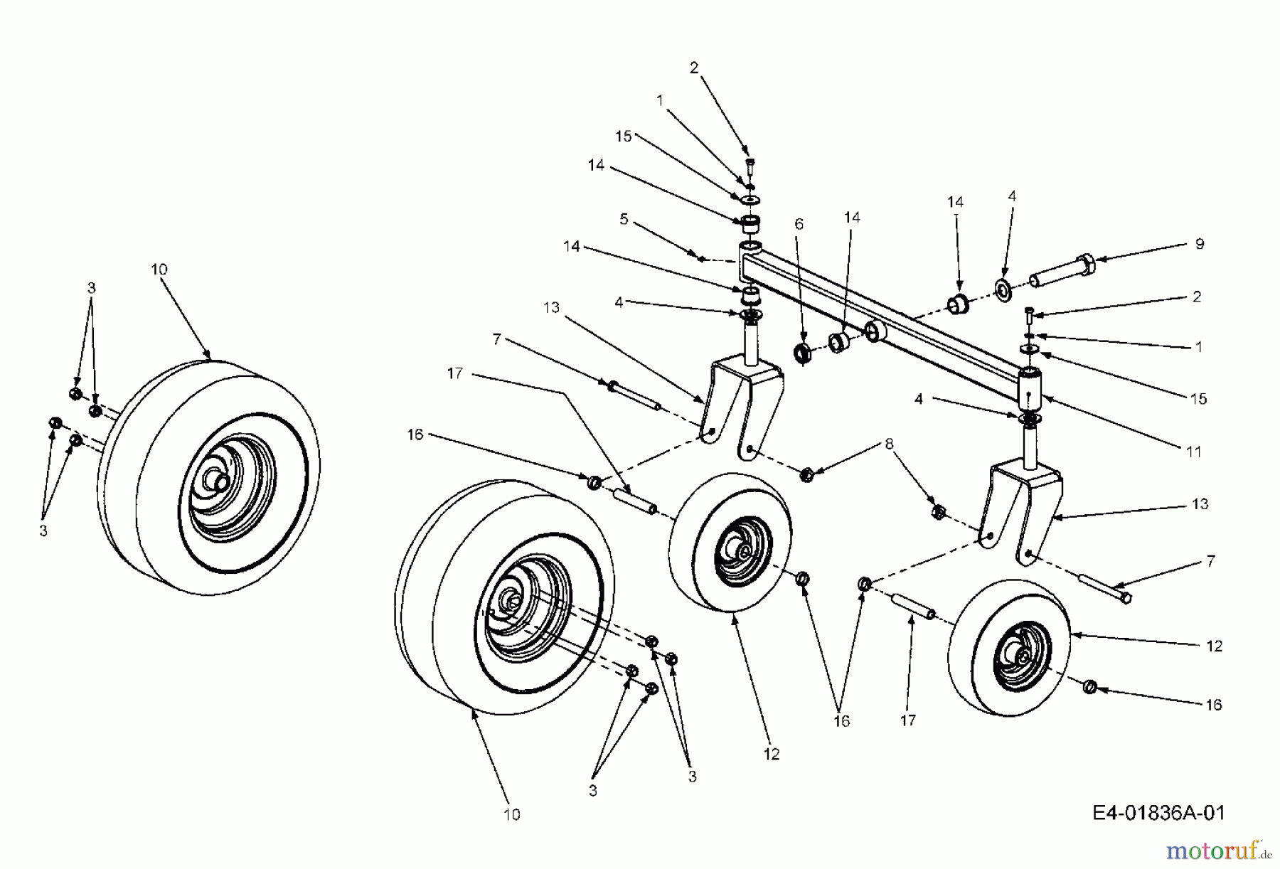 Cub Cadet Zero Turn Z-Force 44 53AA5D2L100 (2004) Wheels, Pivot bar