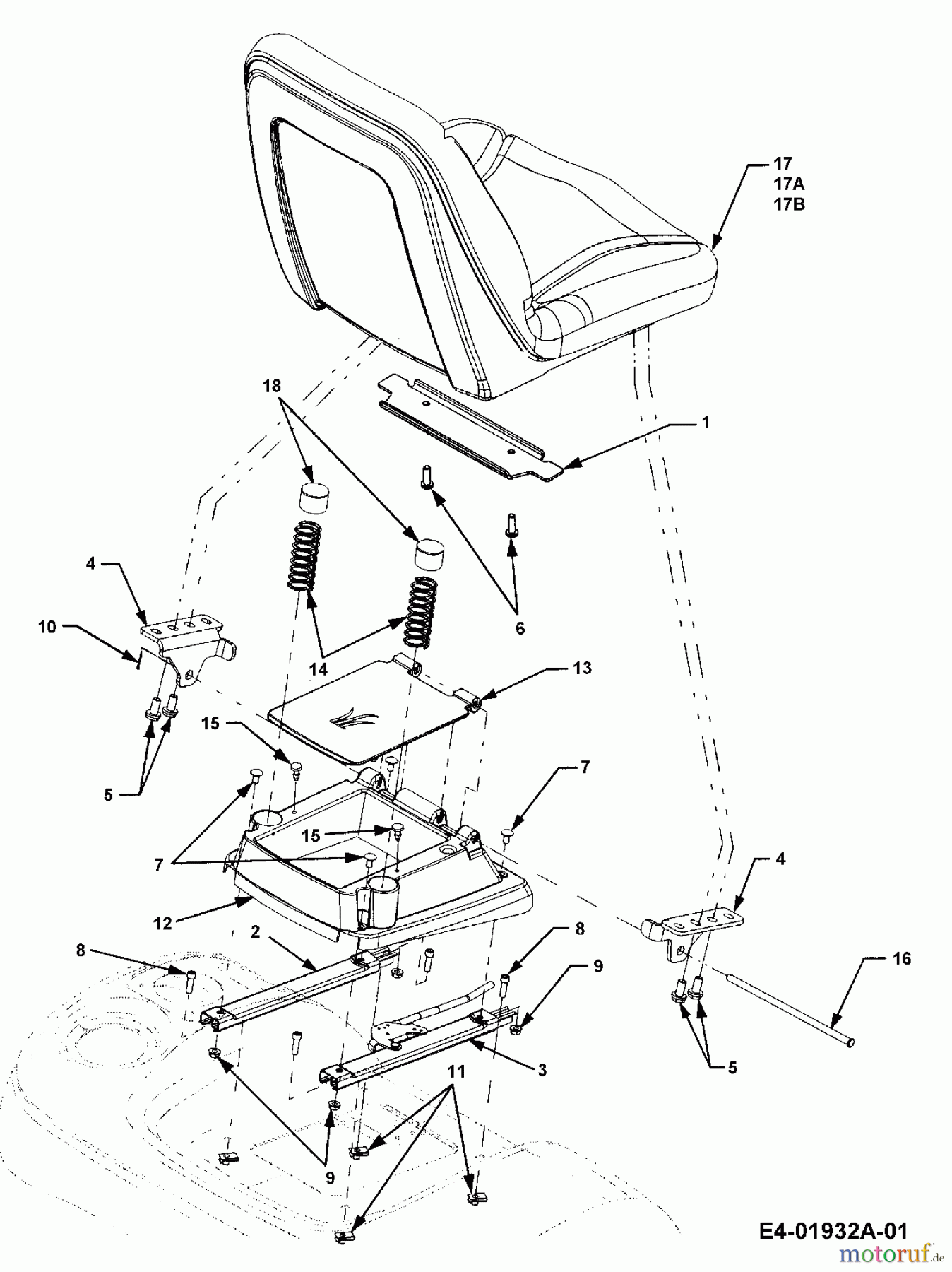  Cub Cadet Garden tractors HDS 3235 14B-692-603  (2005) Seat, Seat bracket