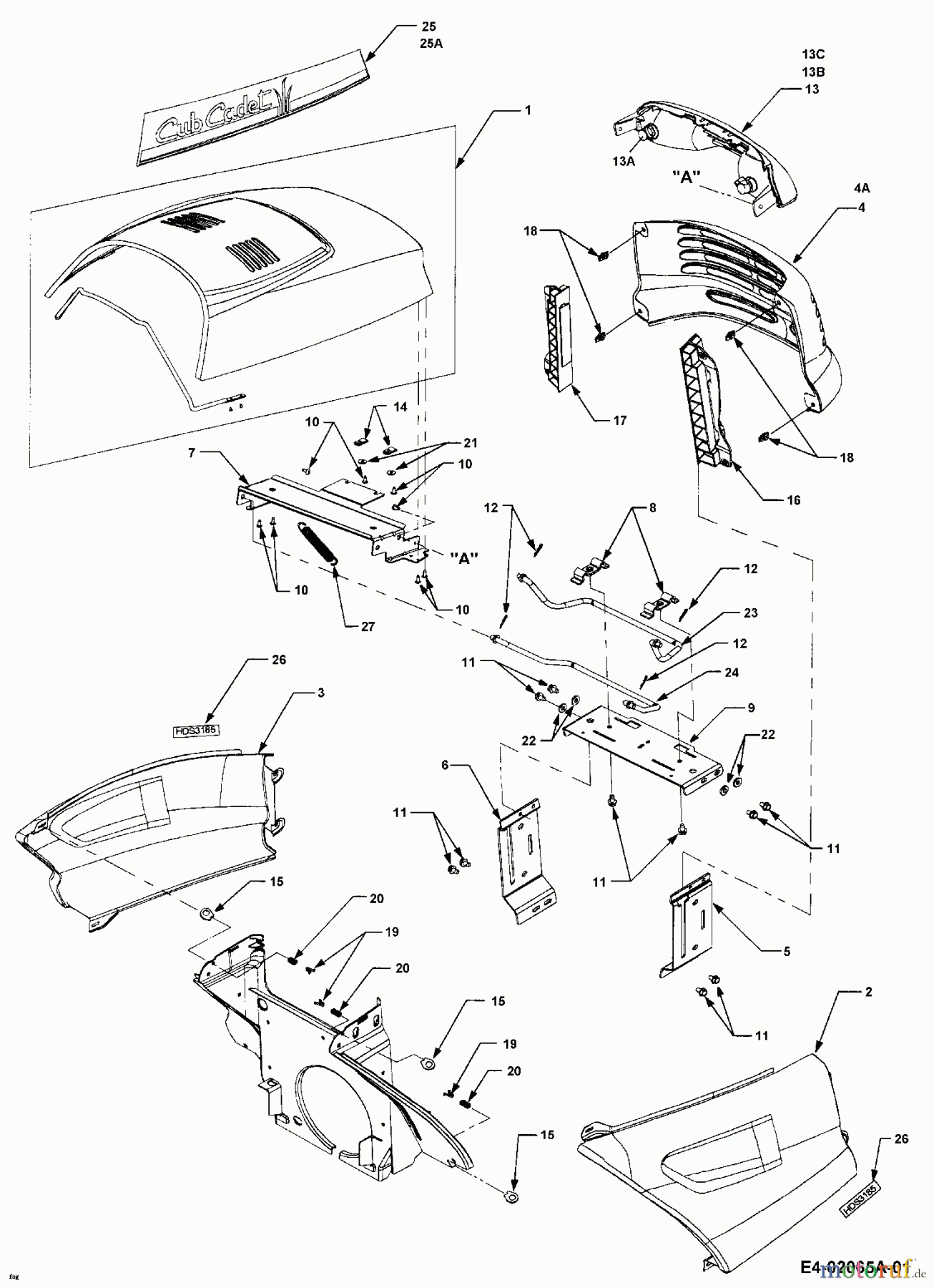  Cub Cadet Garden tractors HDS 3185 14A-665-100  (1998) Engine hood C-Style