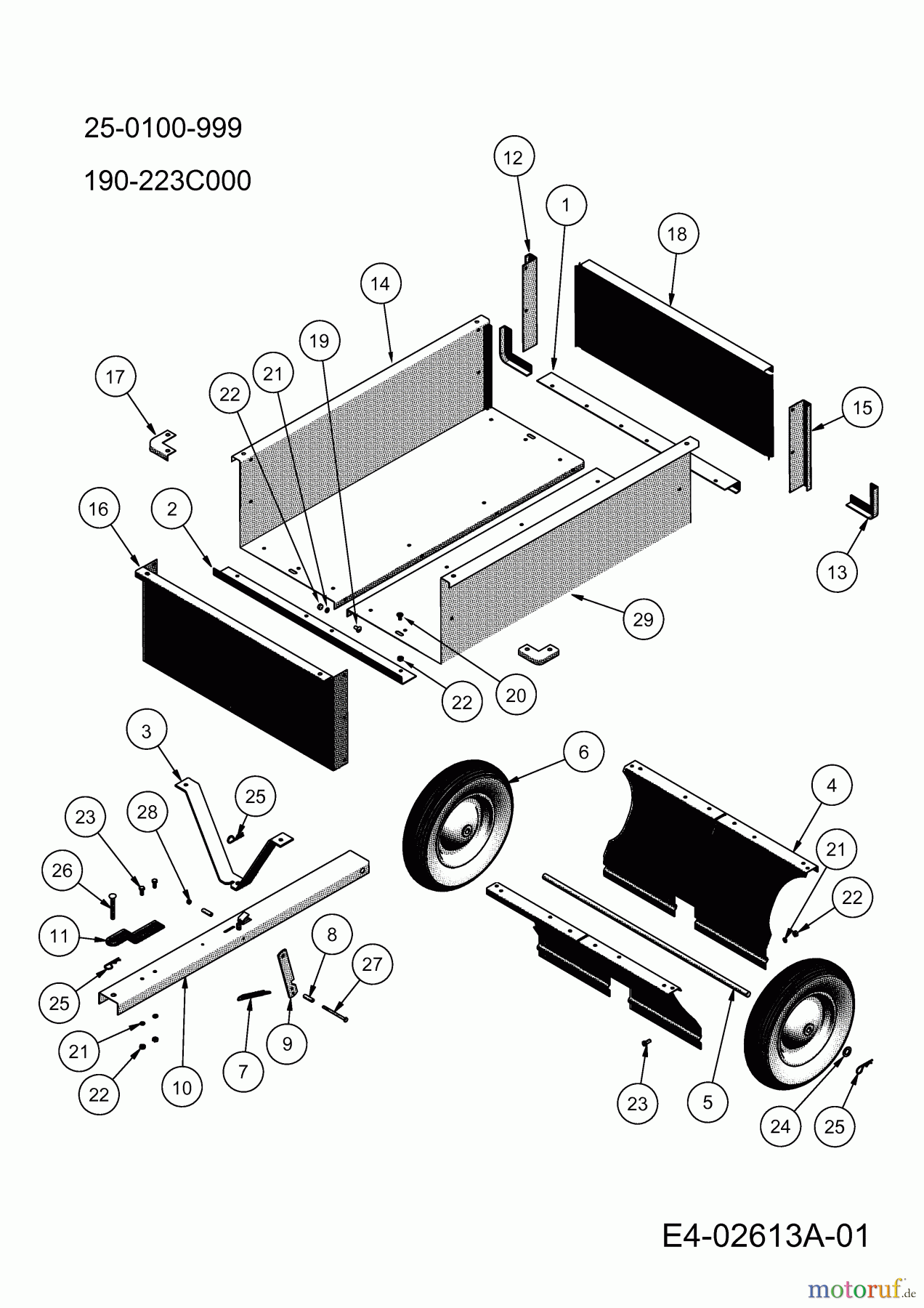  MTD Accessories Accessories garden and lawn tractors Utility cart 25-0100-999  (190-223C000) 190-223C000  (2010) Basic machine