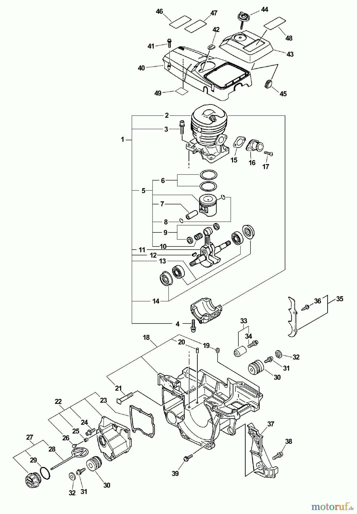  Echo Sägen, Kettensägen CS-510 - Echo Chainsaw, S/N: 04001001 - 04999999 Engine, Short Block, Engine Cover