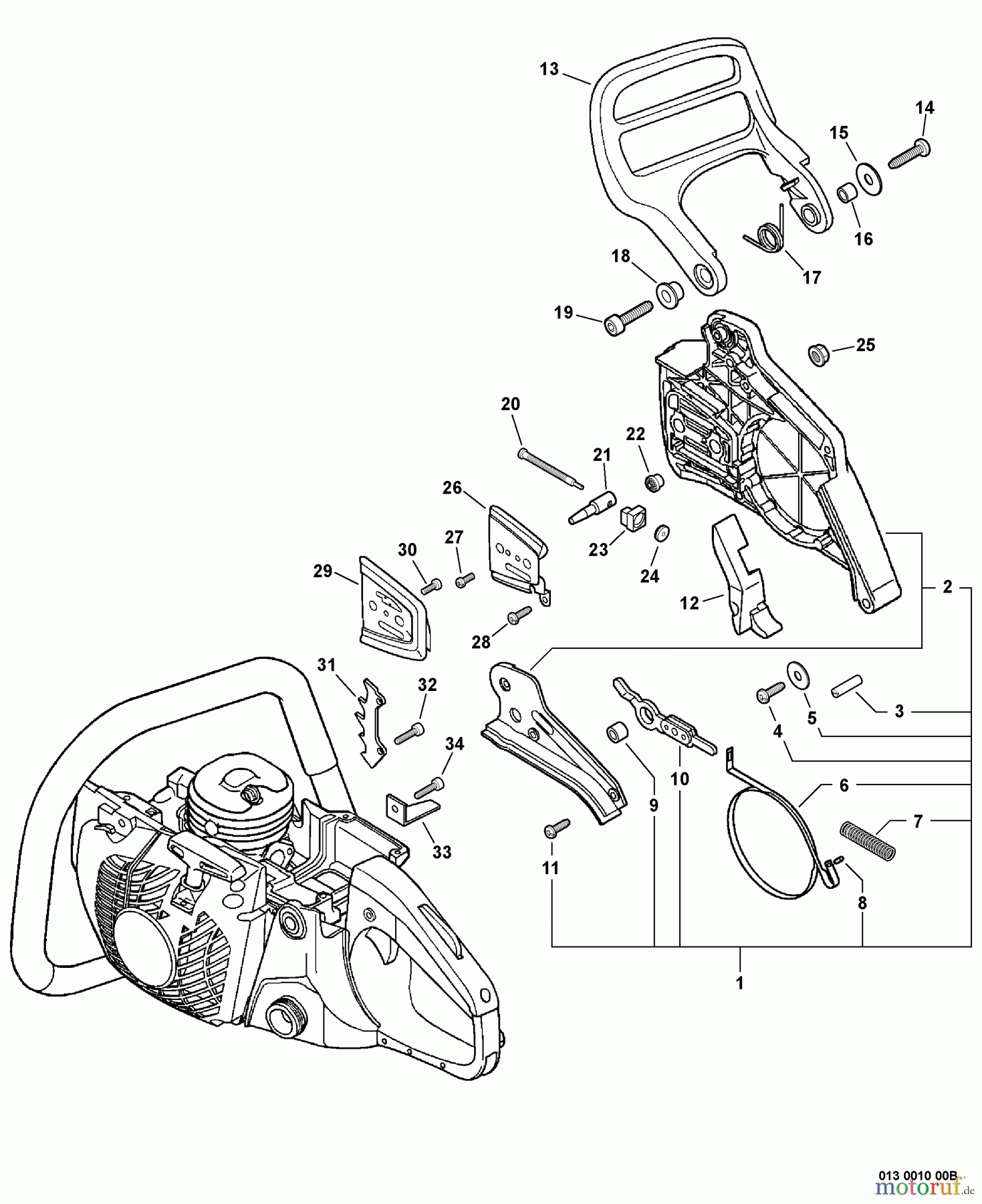  Echo Sägen, Kettensägen CS-530 - Echo Chainsaw, S/N: C02904001001 - C02904999999 Chain Brake