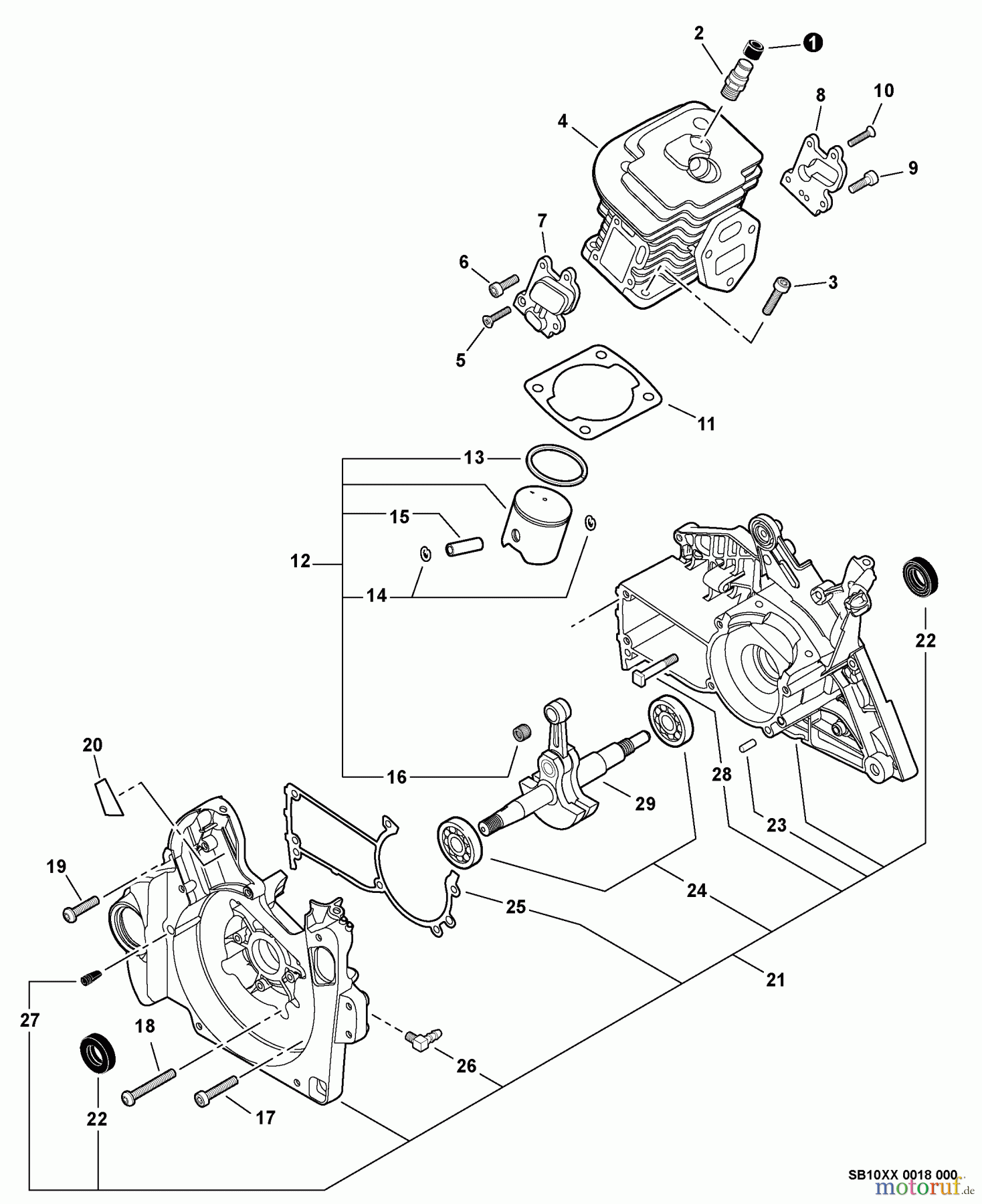  Echo Sägen, Kettensägen CS-550P - Echo Chainsaw, S/N: C14113001001 - C14113999999 Engine, Crankcase