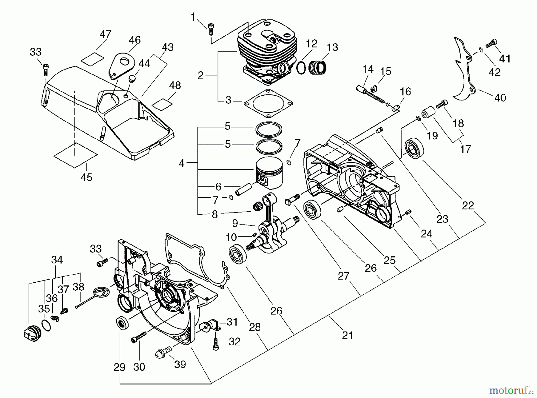  Echo Sägen, Kettensägen CS-8002 - Echo Chainsaw Cylinder, Crankcase, Piston