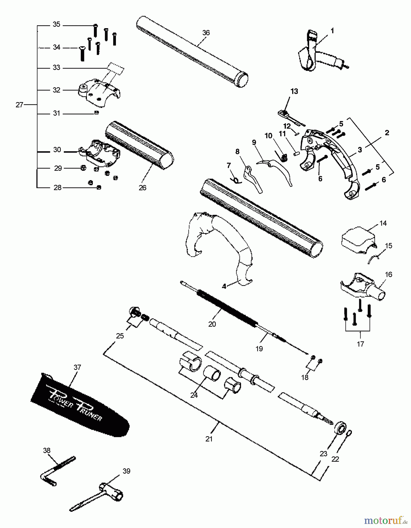 Echo Hochentaster PPFD-2400 - Echo Pole Saw / Pruner, S/N: 501001 - 999999 (Type 1E) Driveshaft, Handle, Harness, Stop Switch, Throttle, Tools