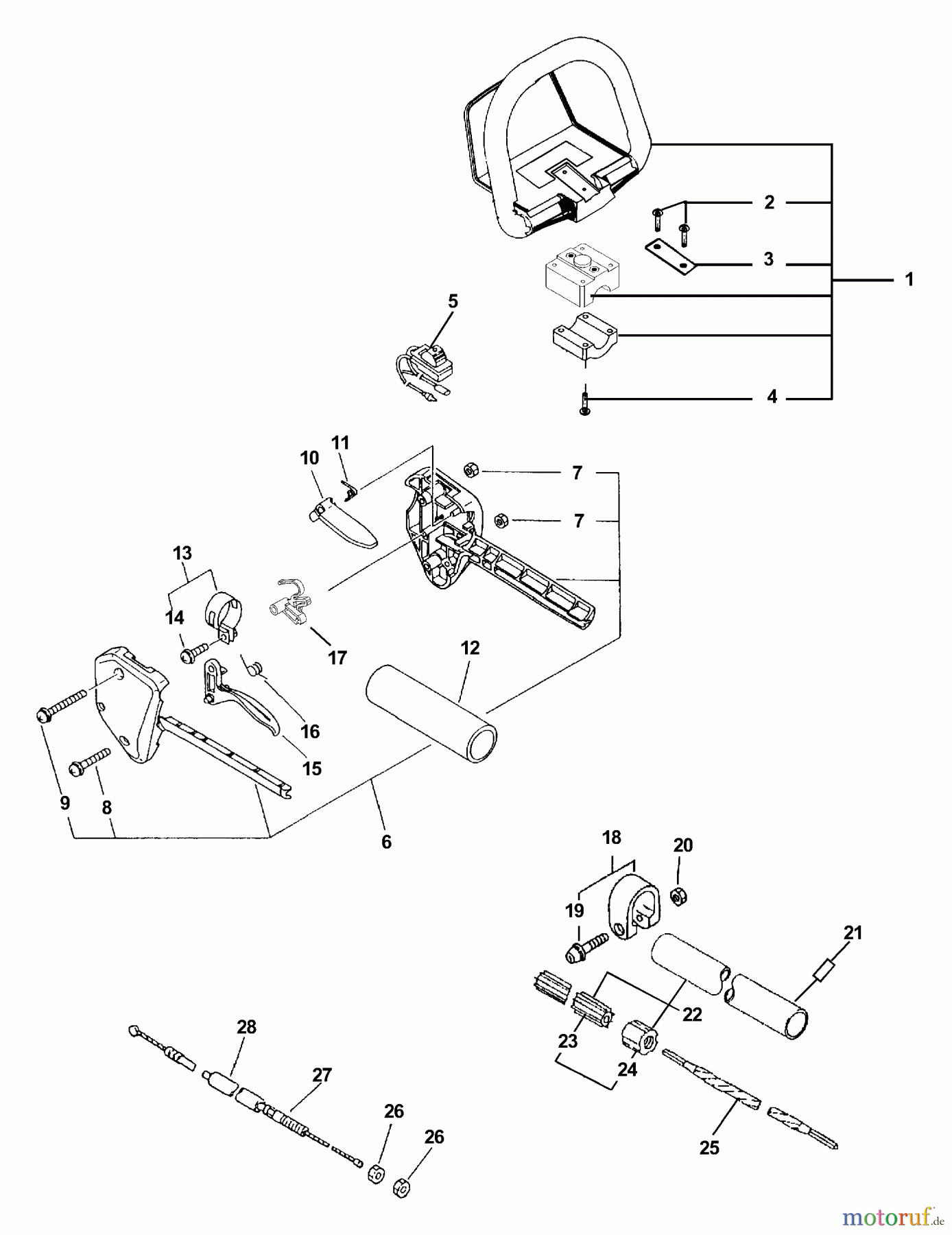  Echo Hochentaster PPSR-2122 - Echo Pole Saw / Pruner, S/N: 505000 - 999999 (Type 1E) Driveshaft, Handles, Ignition Switch, Throttle