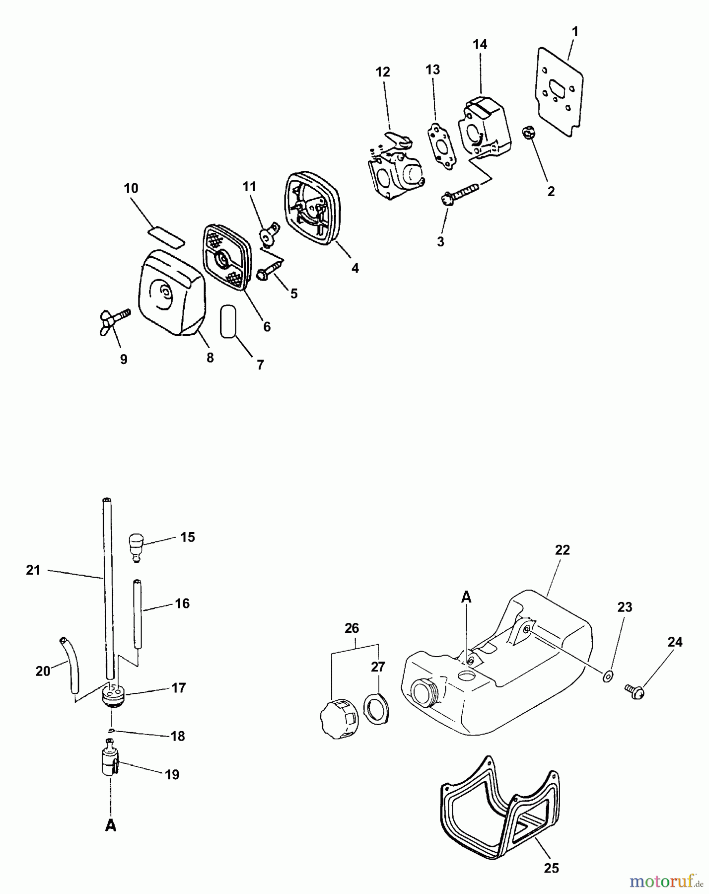  Echo Hochentaster PPSR-2433 - Echo Pole Saw / Pruner, S/N: 504000 - 999999 (Type 1E) Intake, Air Filter, Fuel System