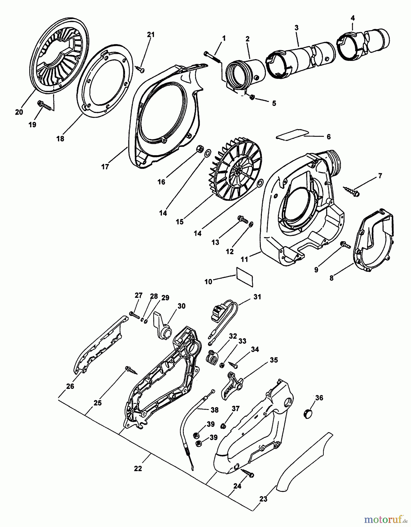Echo Bläser / Sauger / Häcksler / Mulchgeräte PB-2400 - Echo Hand Held Blower (Type 1E) Fancase, Blower Pipes, Handle, Stop Switch, Throttle