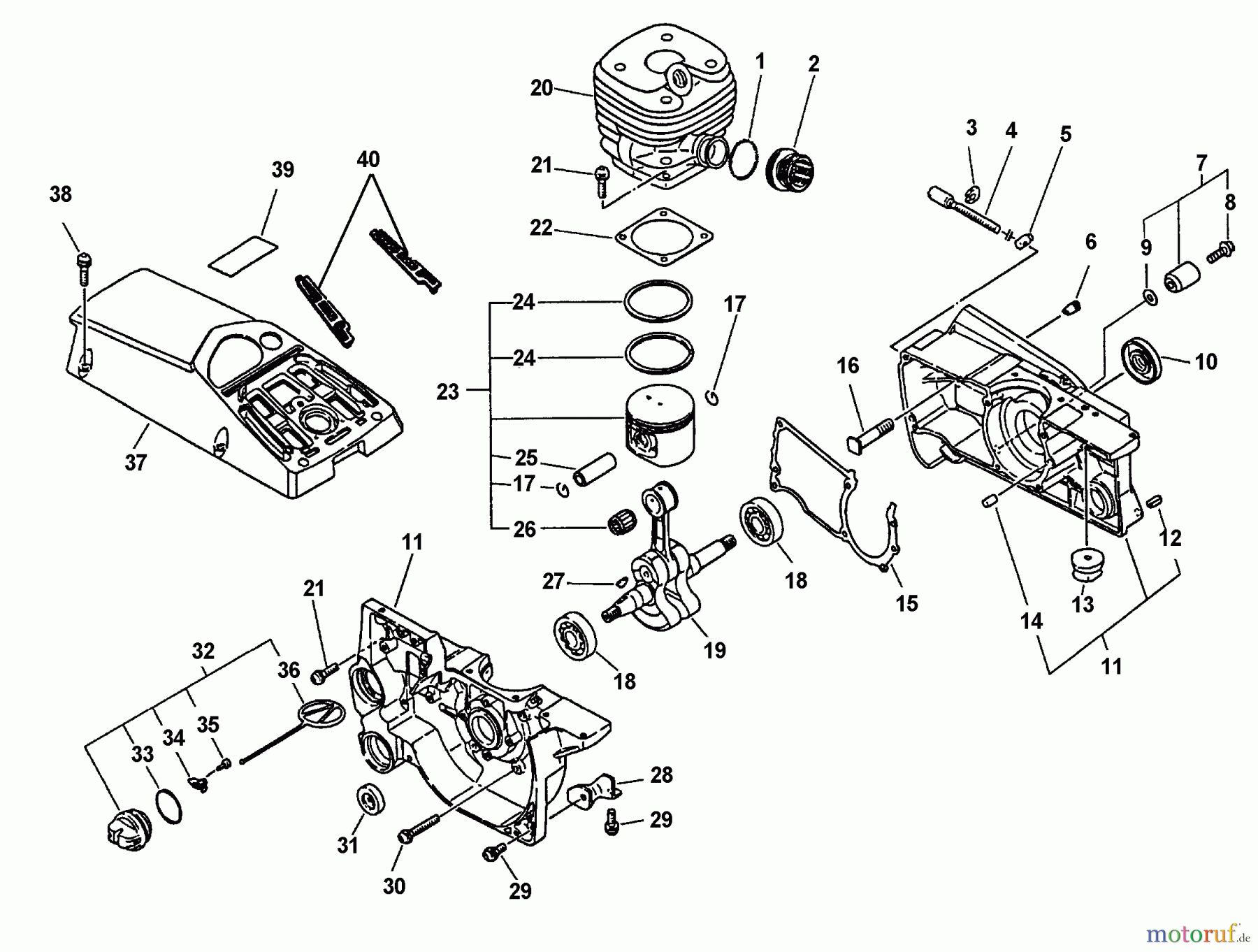  Echo Rettungssäge QV-6700  Engine, Crankcase, Cylinder, Piston