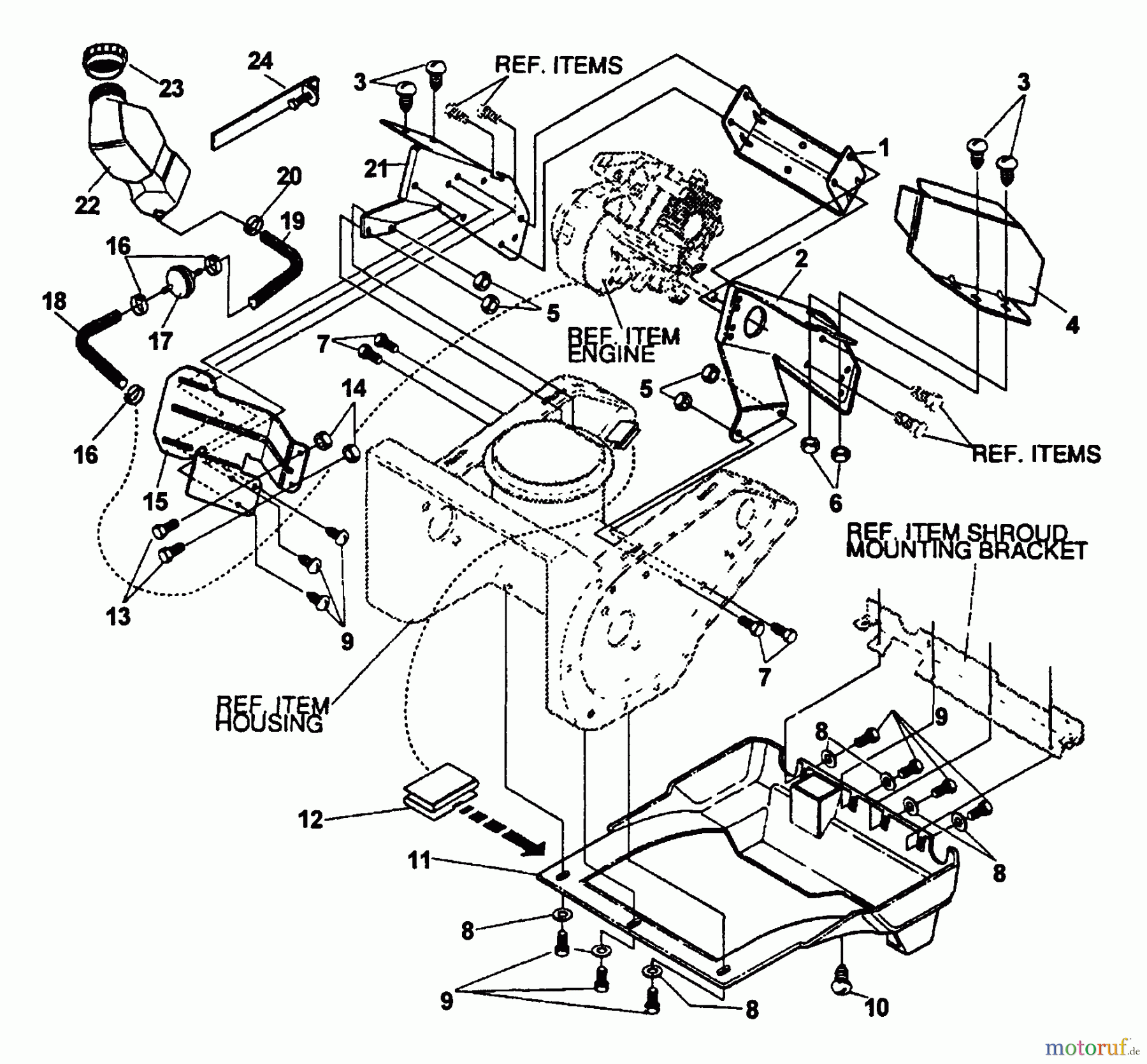 Echo Schneefräsen ST-5000E - Echo Snow Thrower, S/N: 001001 - 001456 Fuel System, Engine Cover