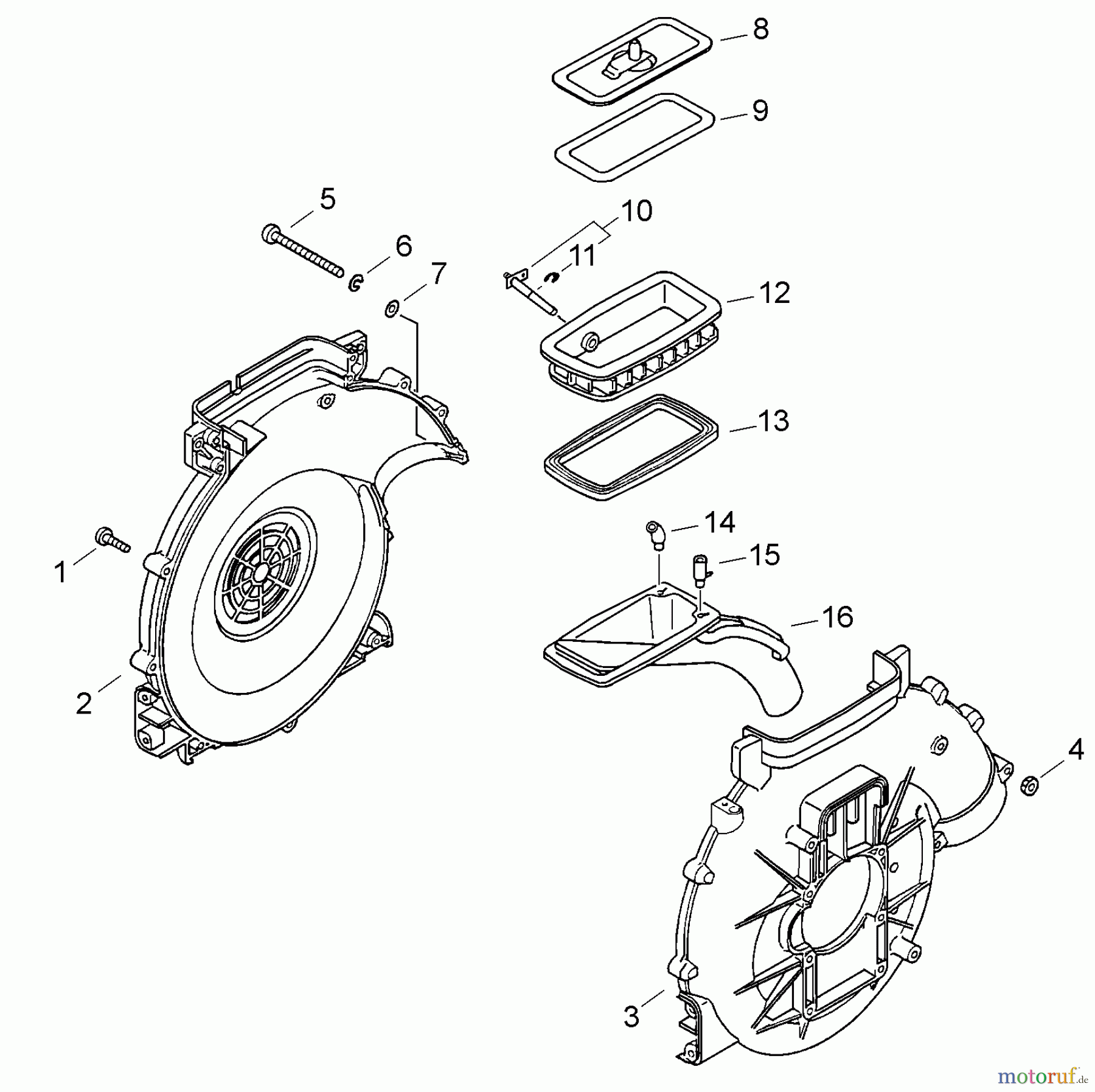  Echo Pflanzenschutzspritzen DM-4610 - Echo Duster/Mister, S/N: 35001001 - 35999999 Fan Case, Lower Tank