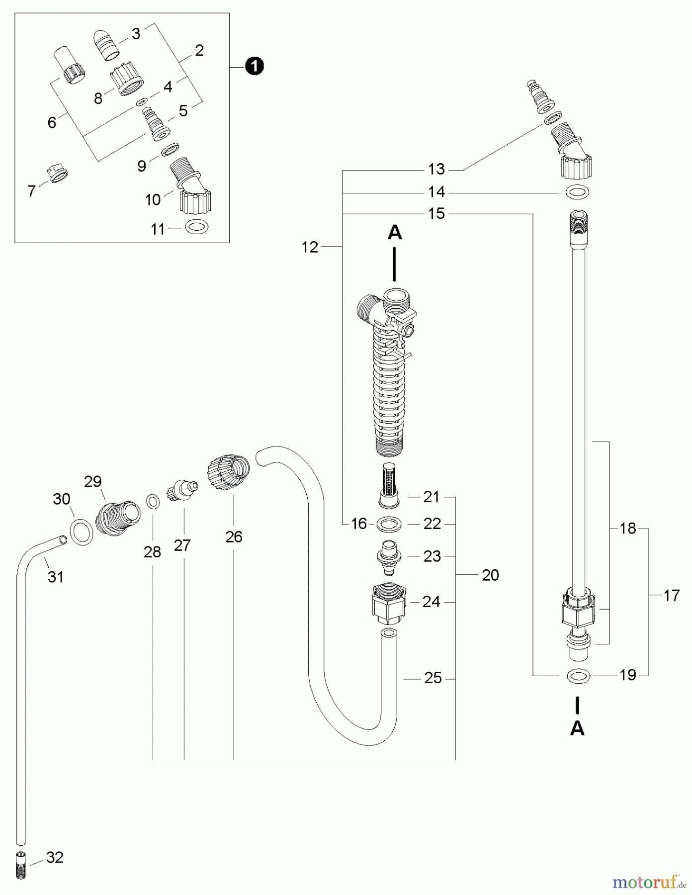  Echo Pflanzenschutzspritzen MS-30H - Echo Manual Sprayer, S/N: MSP10001001 - MSP10999999 Nozzles, Wand, Hose
