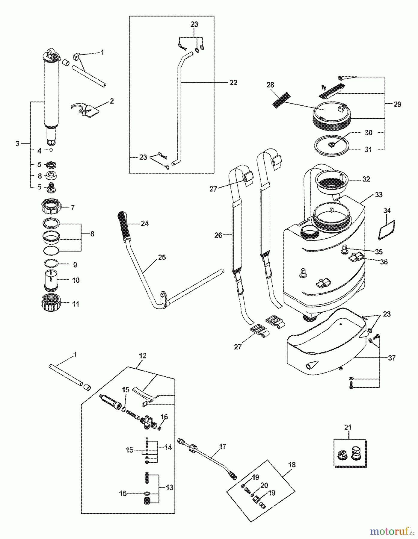 Echo Pflanzenschutzspritzen MS-50 - Echo Manual Sprayer General Assembly