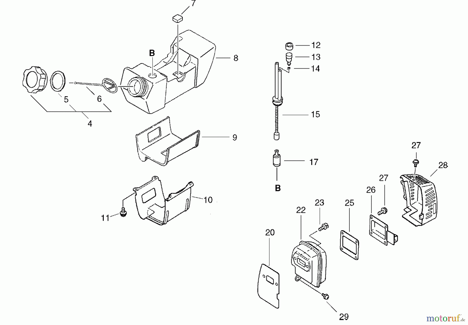  Echo Trimmer, Faden / Bürste CLS-4610 - Echo Clearing Saw Muffler, Fuel Tank
