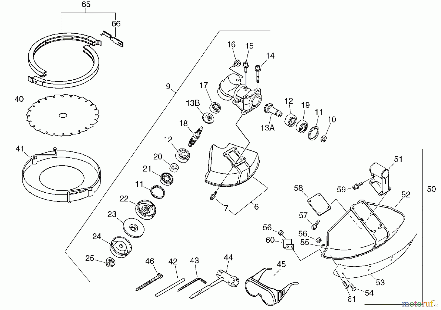 Echo Trimmer, Faden / Bürste CLS-5800 - Echo Clearing Saw Gear Case, Blade Shield, Tools