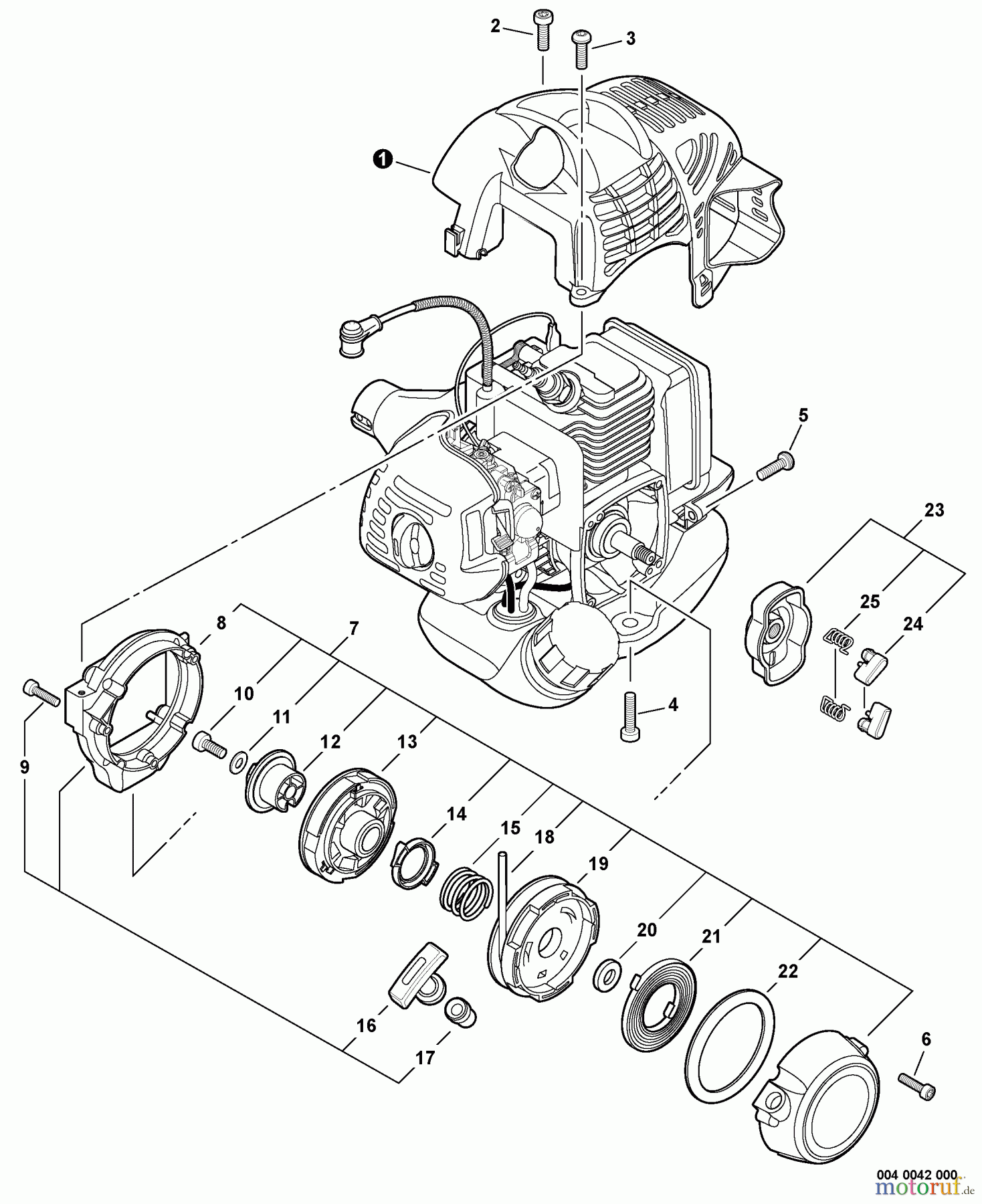  Echo Trimmer, Faden / Bürste GT-225i - Echo String Trimmer, S/N:S54711001001 - S54711999999 Engine Cover, Starter