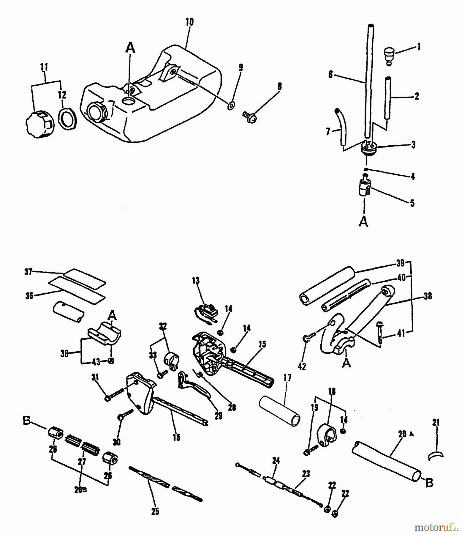 Echo Trimmer, Faden / Bürste SRM-2100 - Echo String Trimmer, S/N:001001 - 159490 (Type 1) Fuel System, Driveshaft, Handles, Throttle, Switch
