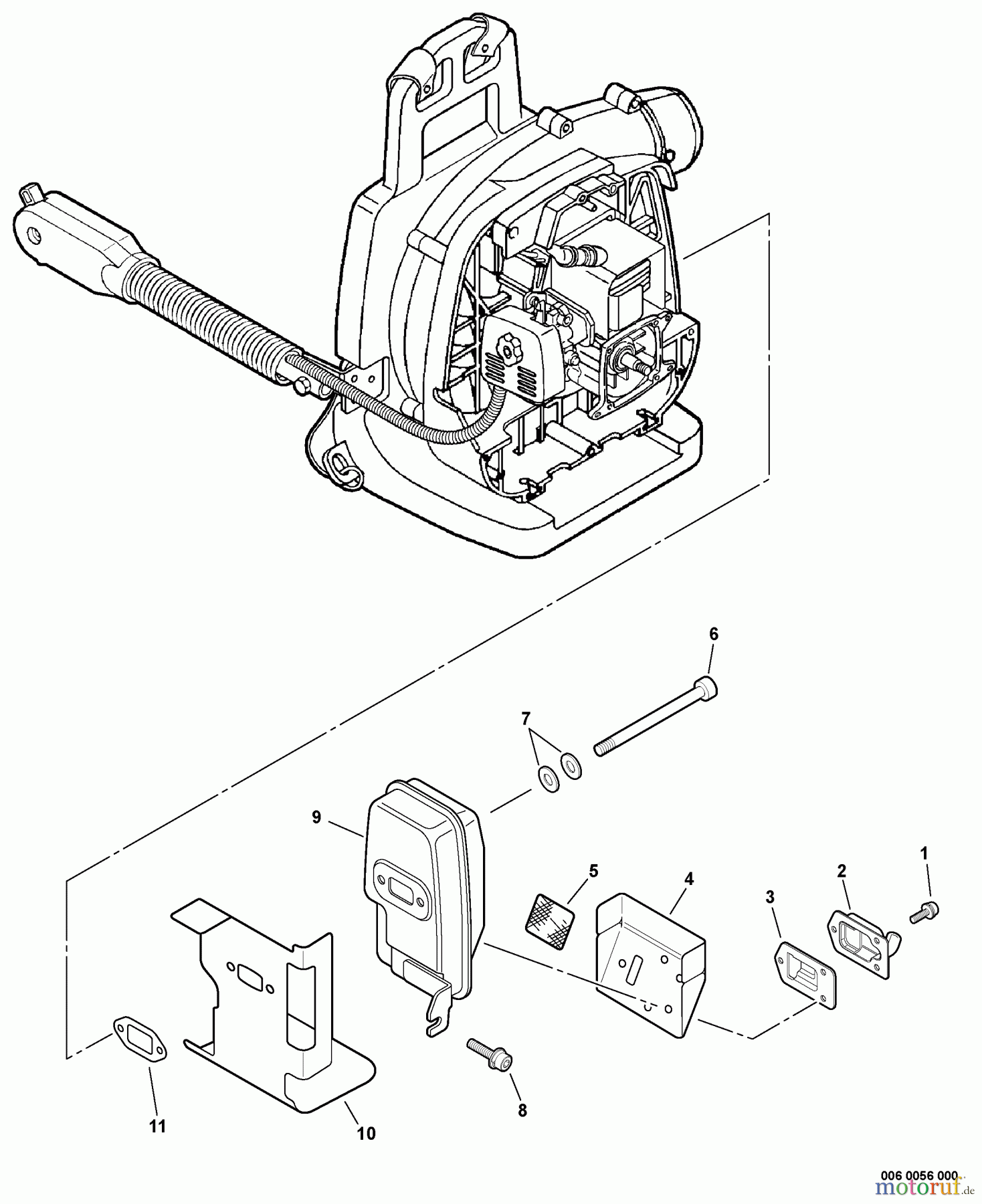  Echo Bläser / Sauger / Häcksler / Mulchgeräte	 PB-260L - Echo Back Pack Blower, S/N: 07001001 - 07999999 Exhaust