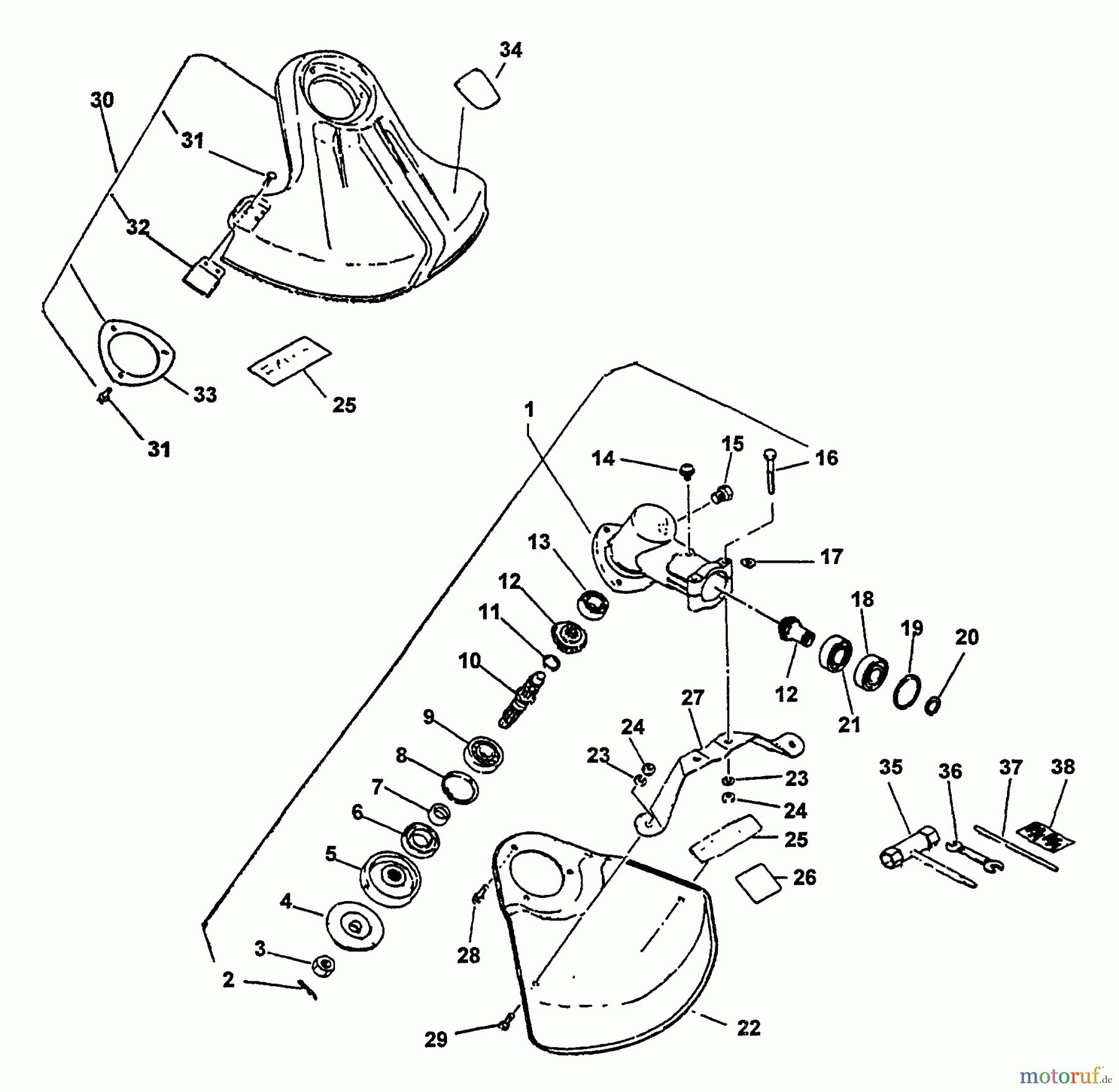 Echo Trimmer, Faden / Bürste SRM-2501S - Echo String Trimmer, S/N:098241 - 999999 Gear Case, Shield, Tools