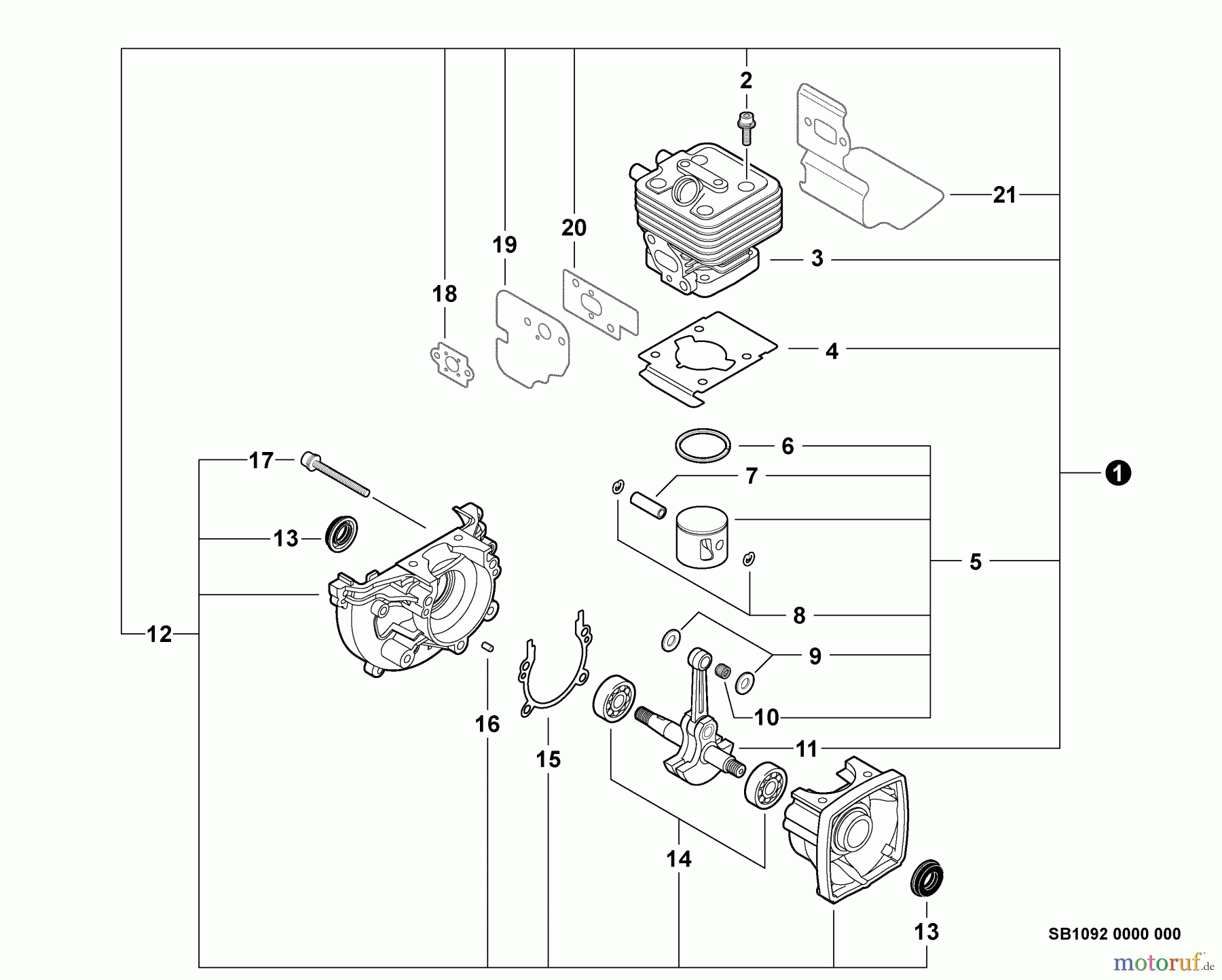  Echo Bläser / Sauger / Häcksler / Mulchgeräte	 PB-265LN - Echo Blower/Vacuums, S/N: P35411001001 - P35411999999 Engine, Short Block -- SB1092