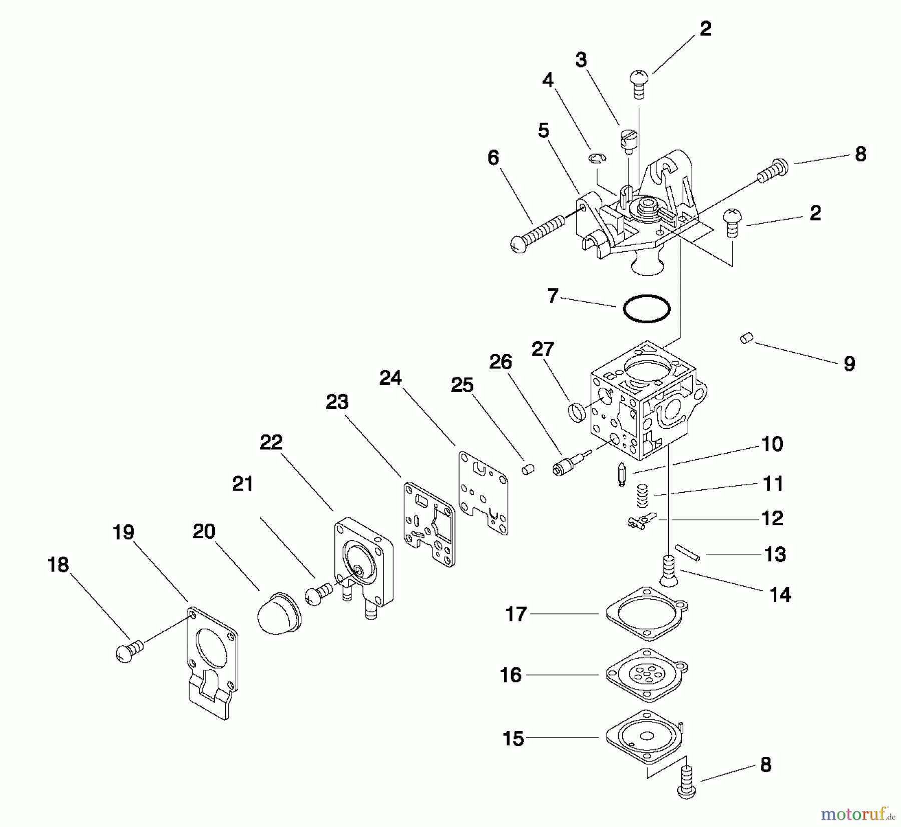  Echo Bläser / Sauger / Häcksler / Mulchgeräte	 PB-265LN - Echo Blower/Vacuums, S/N: P38426001001 - P38426999999 Carburetor