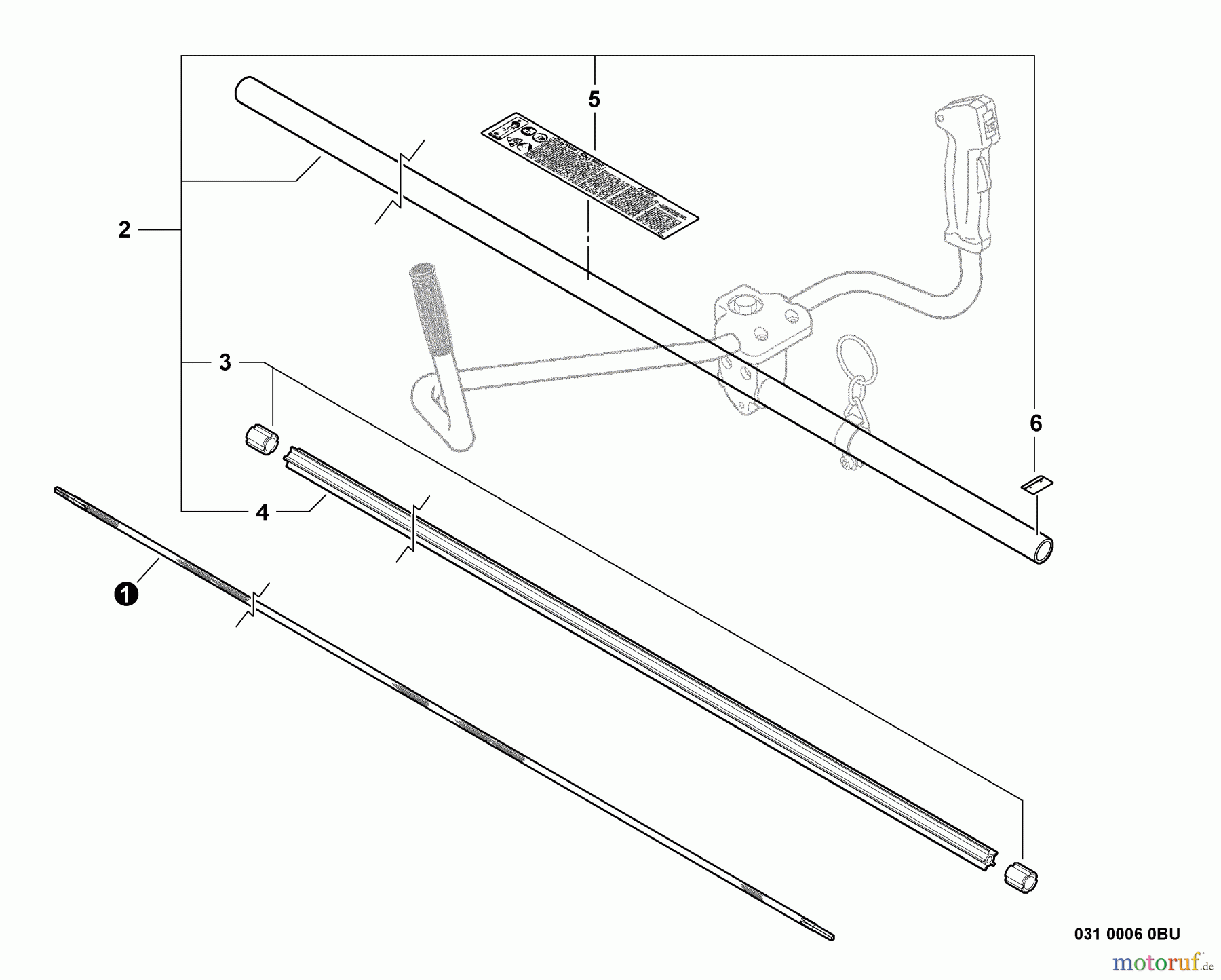 Echo Trimmer, Faden / Bürste SRM-280U - Echo String Trimmer/Brush Cutter, S/N:S82513001001 - S8251399999 Main Pipe Assembly, Driveshaft