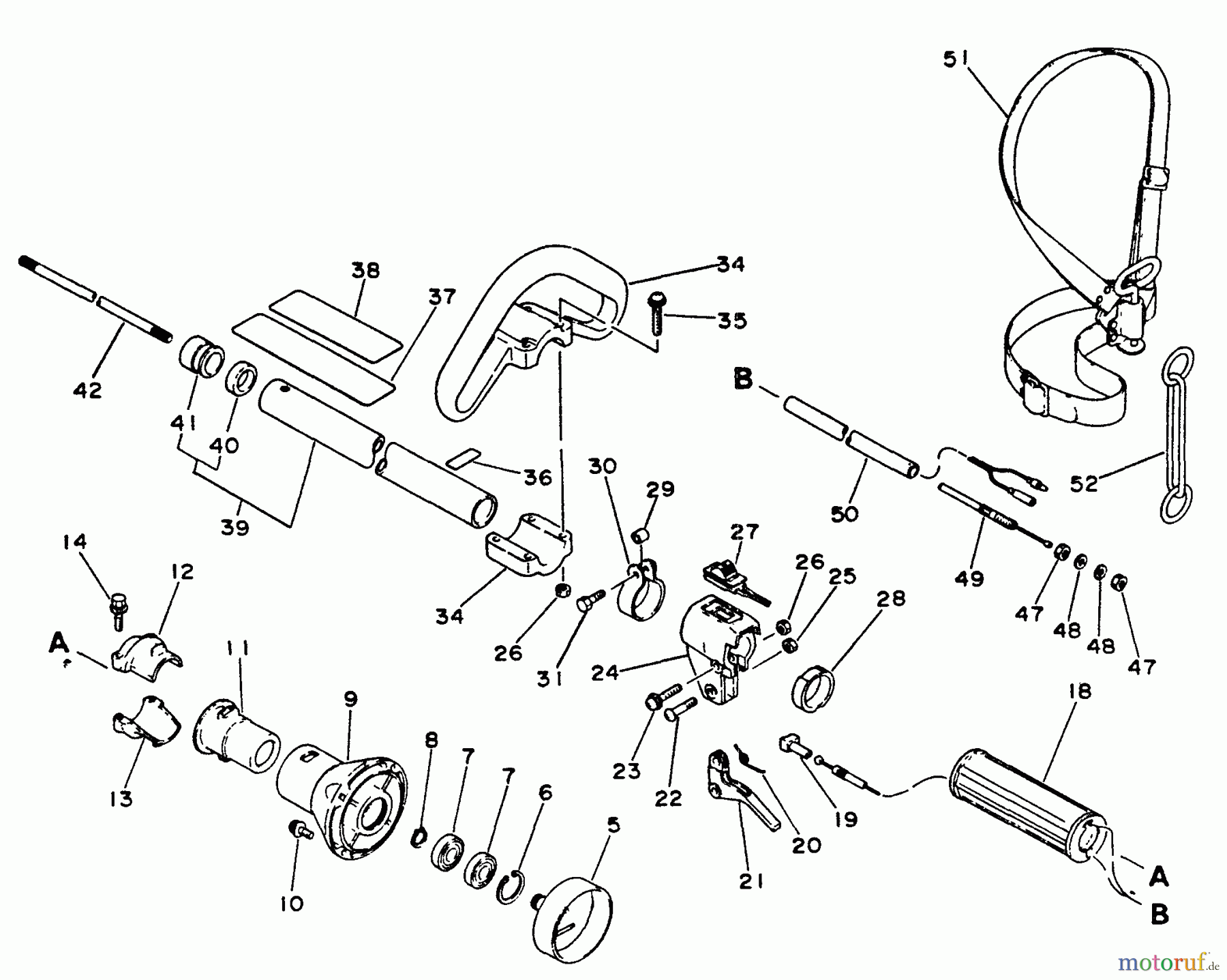  Echo Trimmer, Faden / Bürste SRM-3000 - Echo String Trimmer, S/N:001001 - 021090 Driveshaft, Throttle, Stop Switch, Handles, Clutch Housing, Harness