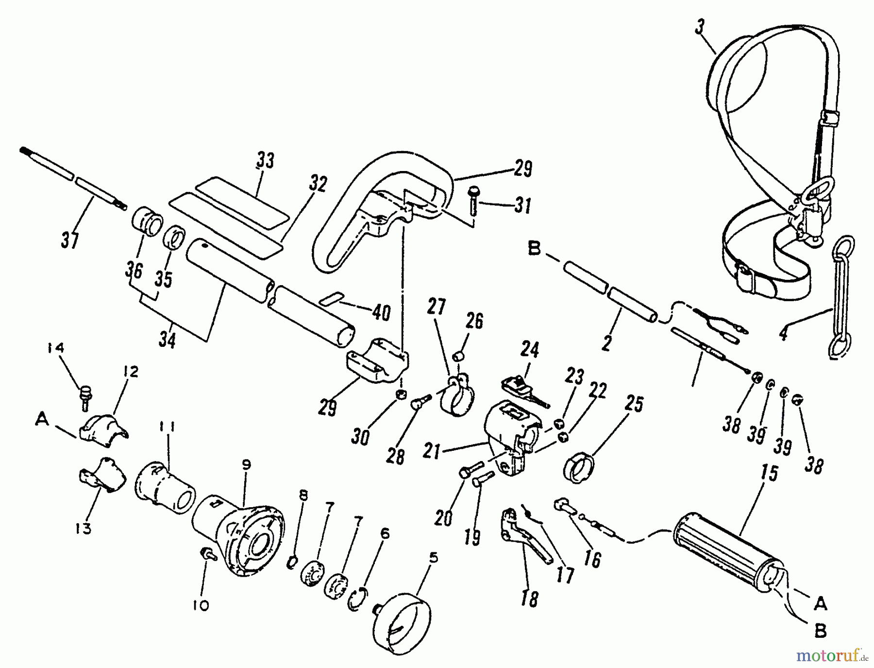  Echo Trimmer, Faden / Bürste SRM-3000 - Echo String Trimmer, S/N:027001 - 034000 Driveshaft, Throttle, Stop Switch, Handles, Clutch Housing, Harness