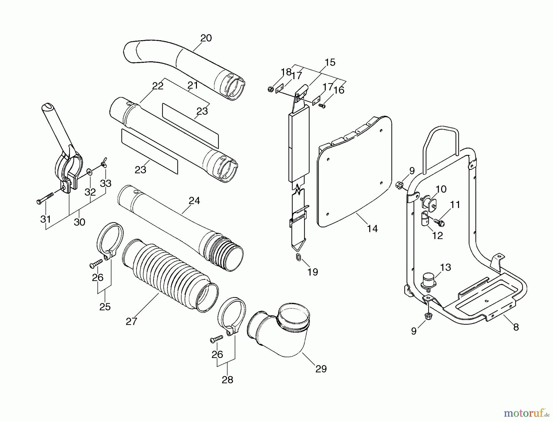  Echo Bläser / Sauger / Häcksler / Mulchgeräte	 PB-400E - Echo Back Pack Blower, Type 2E S/N 509501 - 999999 Harness, Blower Pipe