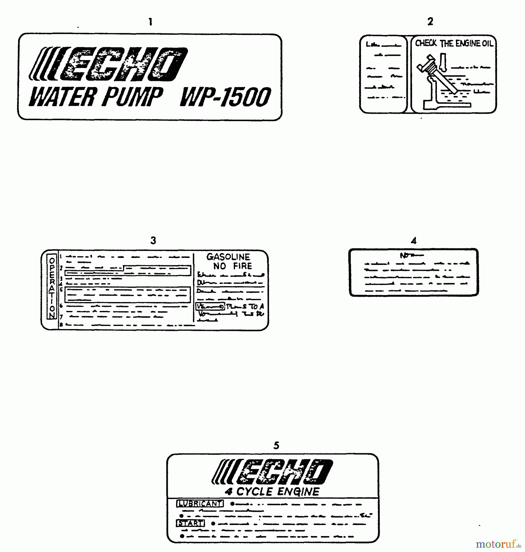 Echo Wasserpumpen WP-1500 - Echo Water Pump, S/N: 00000 - 02431 LABEL