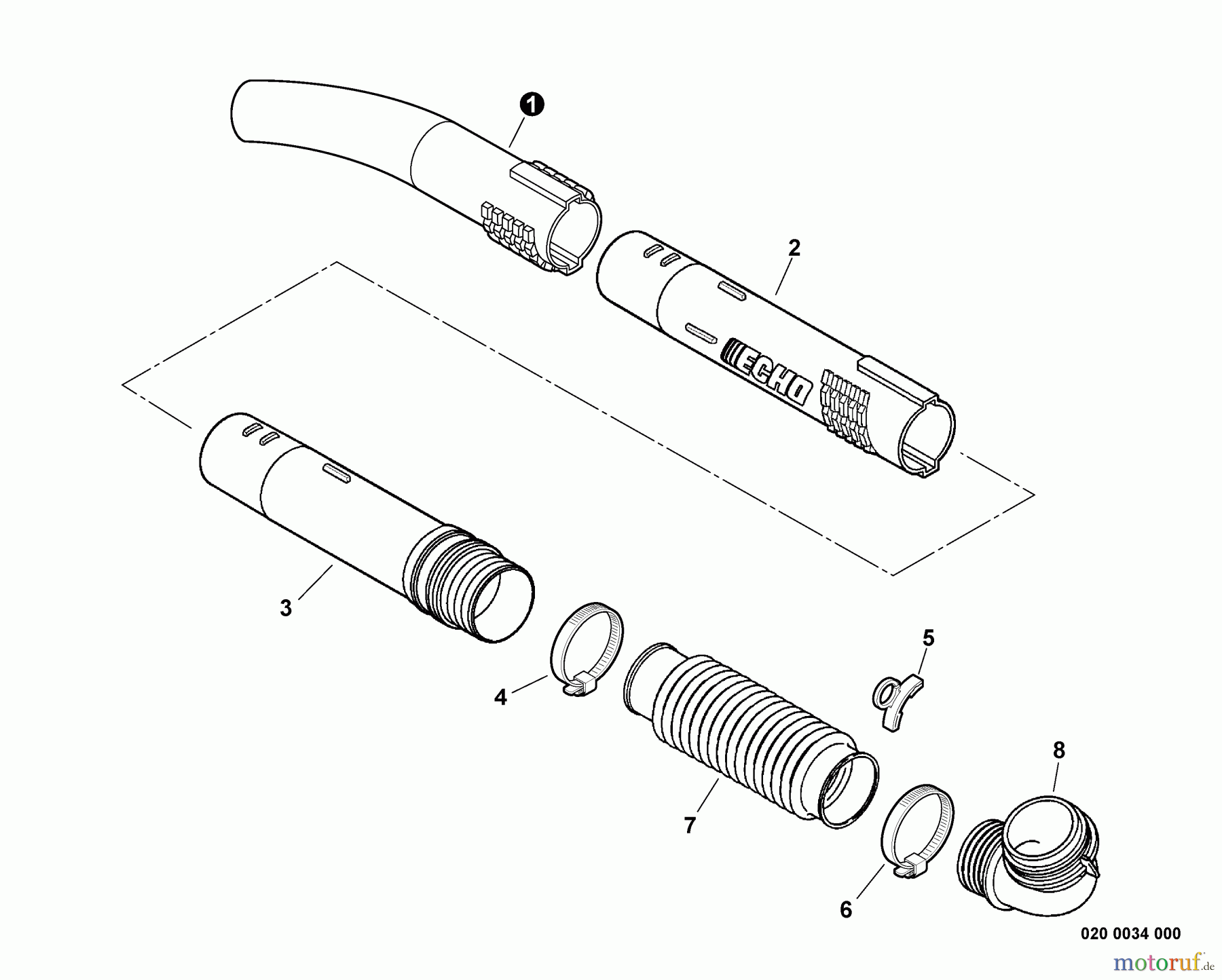  Echo Bläser / Sauger / Häcksler / Mulchgeräte	 PB-755 - Echo Back Pack Blower, S/N: P38526001001 - P38526999999 Posi-Loc Blower Tubes