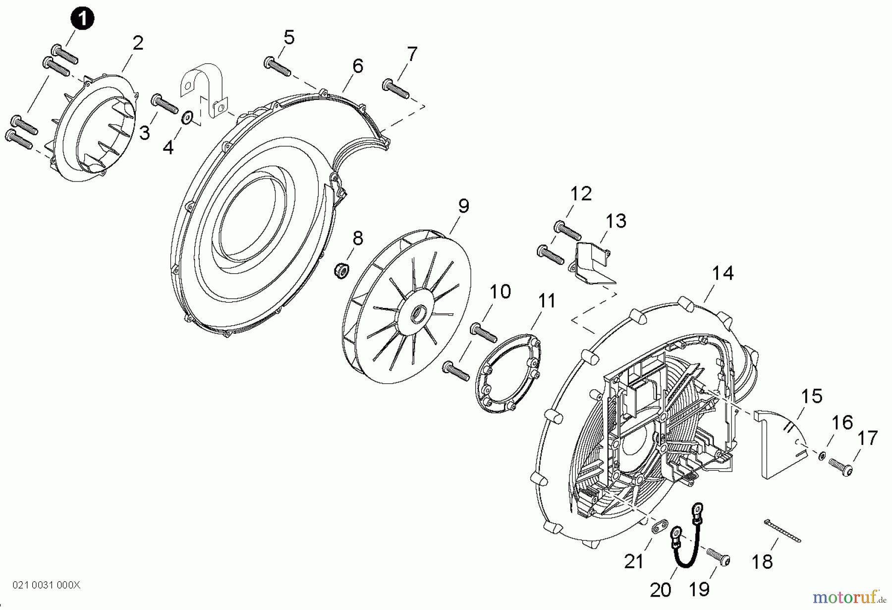  Echo Bläser / Sauger / Häcksler / Mulchgeräte	 PB-760LNH - Echo Back Pack Blower, S/N: P37812001001 - P37812999999 Fan Cover