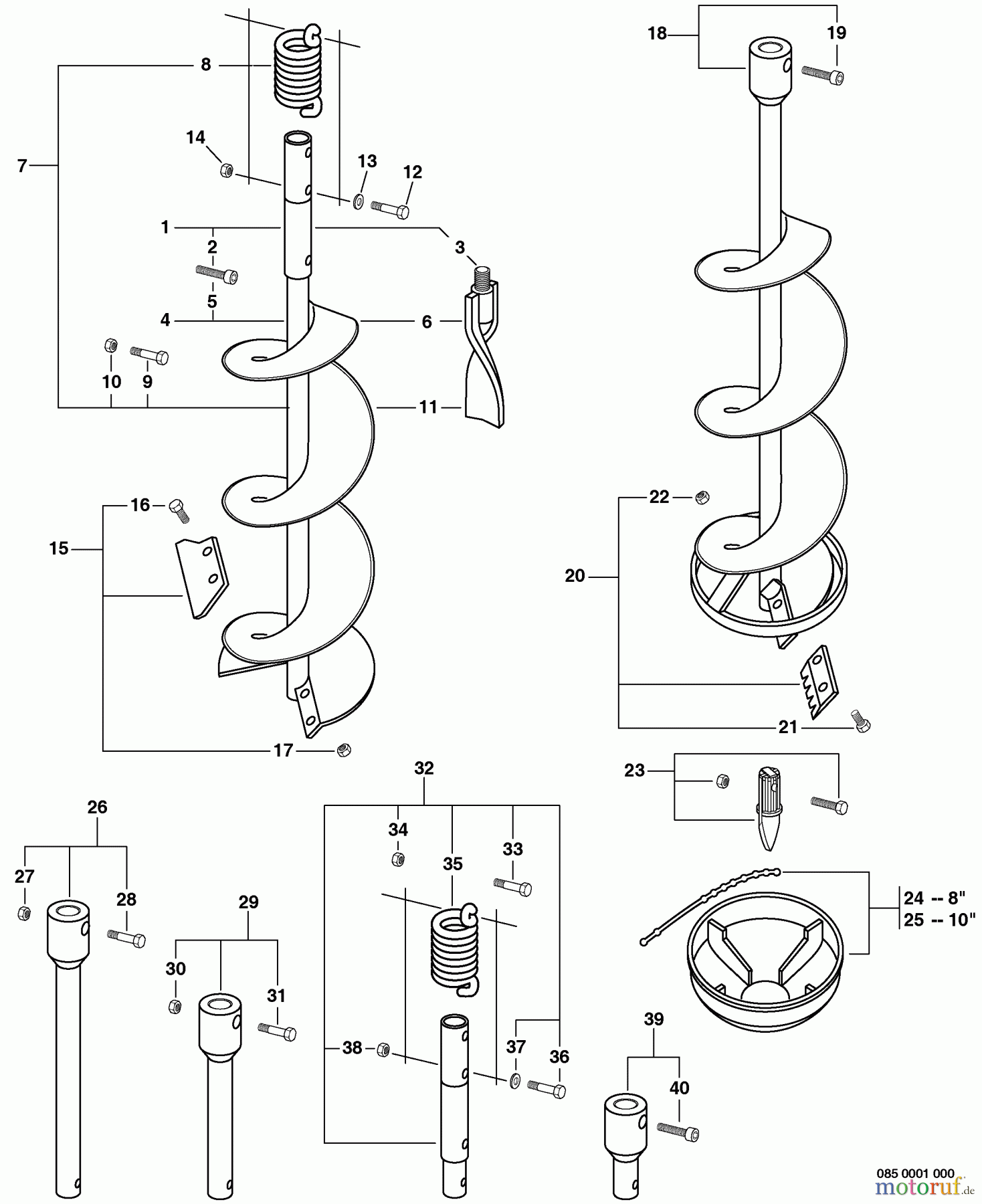 Echo Bohrer / Erdbohrer EA-410 - Echo Earth Auger, S/N: E01904001001 - E01904999999 Auger Bits
