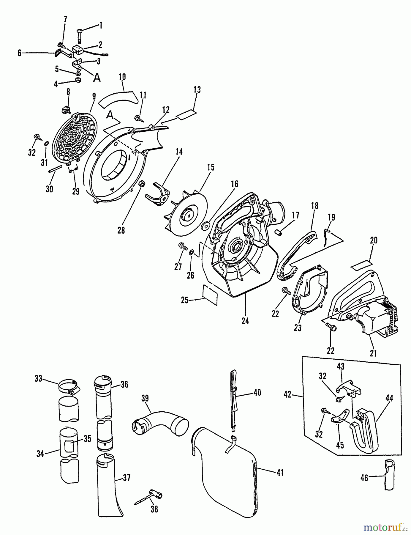  Echo Bläser / Sauger / Häcksler / Mulchgeräte	 ES-2000 - Echo Shredder/Vacuum, S/N: 001001 - 007941 Fan, Housing, Vac, Blwing Pipe, Debr Bag, Hdles, CVR, Sfty Swtch, Tool