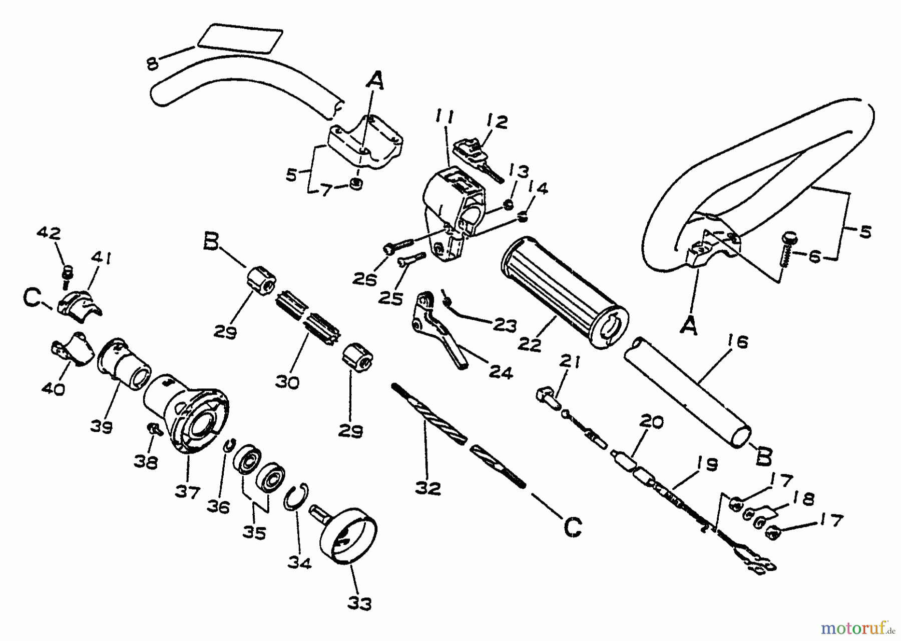  Echo Kantenschneider PE-2201 - Echo Edger Driveshaft, Handles, Throttle, Stop Switch, Clutch Housing